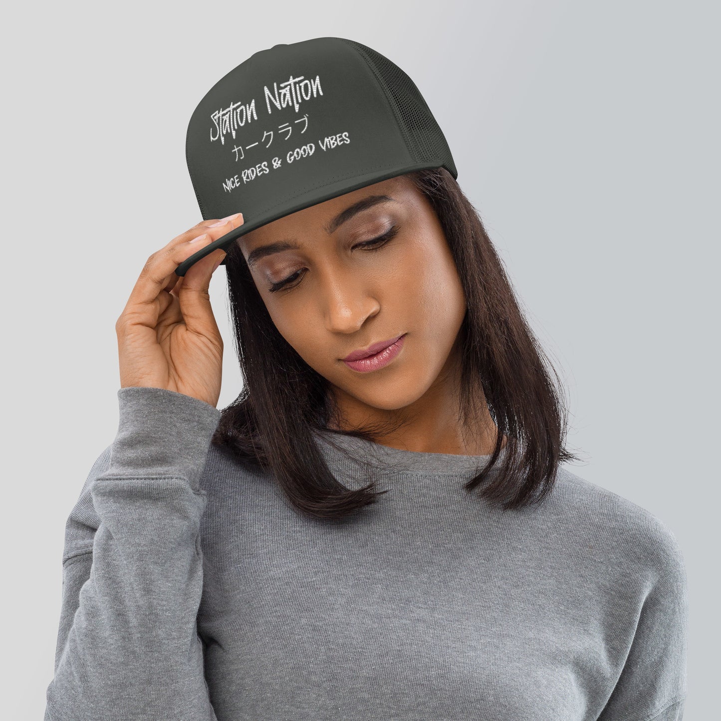 Station Nation-Embroidered Snapback Trucker Hat The Night Shift Performance Street Gear by The Night Shift Automotive Apparel