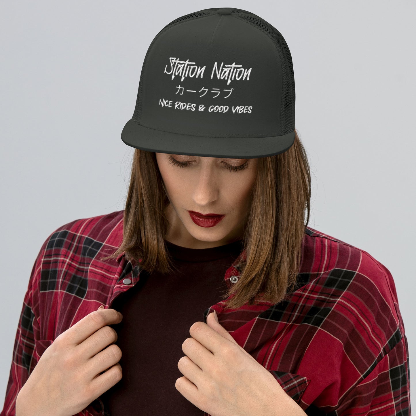 Station Nation-Embroidered Snapback Trucker Hat The Night Shift Performance Street Gear by The Night Shift Automotive Apparel