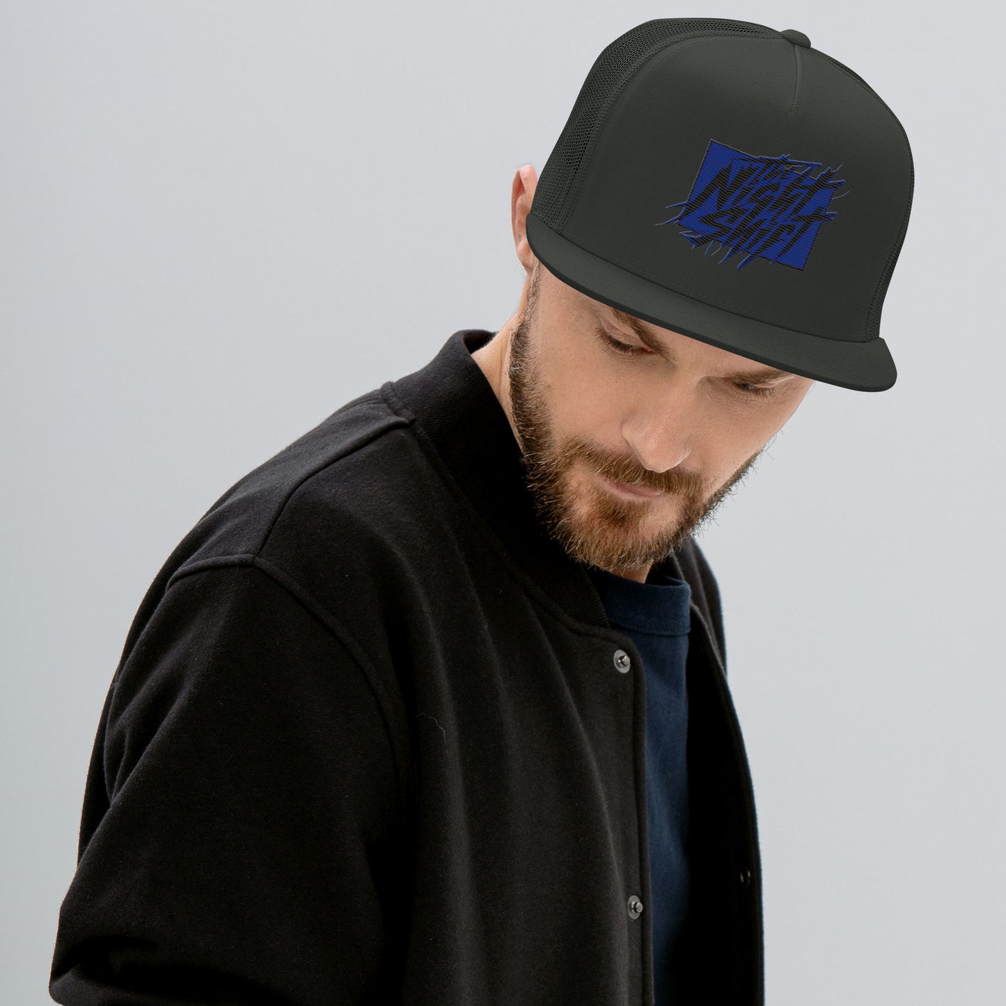 The Night Shift-Embroidered Mesh Snapback Trucker Hat Charcoal The Night Shift Performance Street Gear by The Night Shift Automotive Apparel