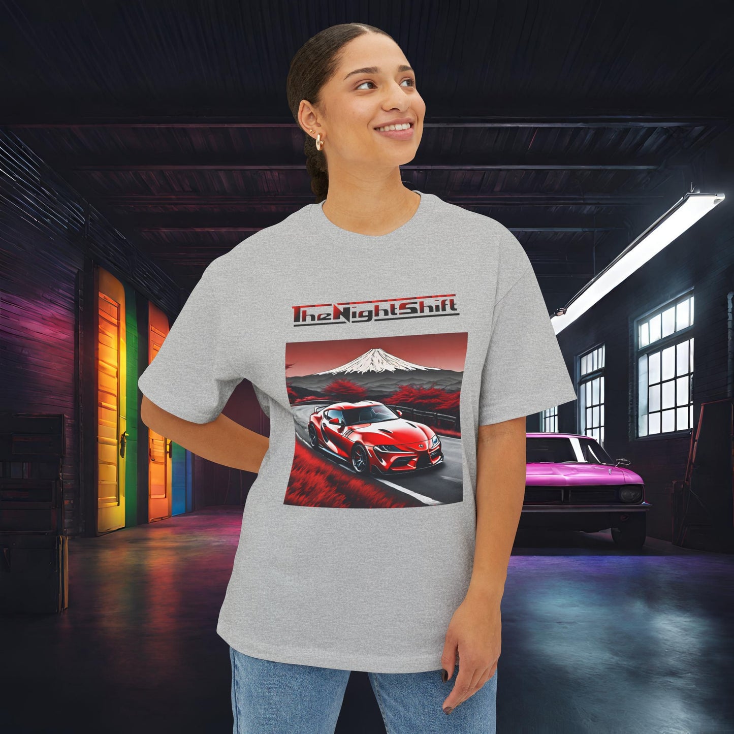 Toyota Supra MK-V Mt Fuji-Premium, Ultra Soft, Unisex Oversized Boxy Tee Printify by The Night Shift Automotive Apparel