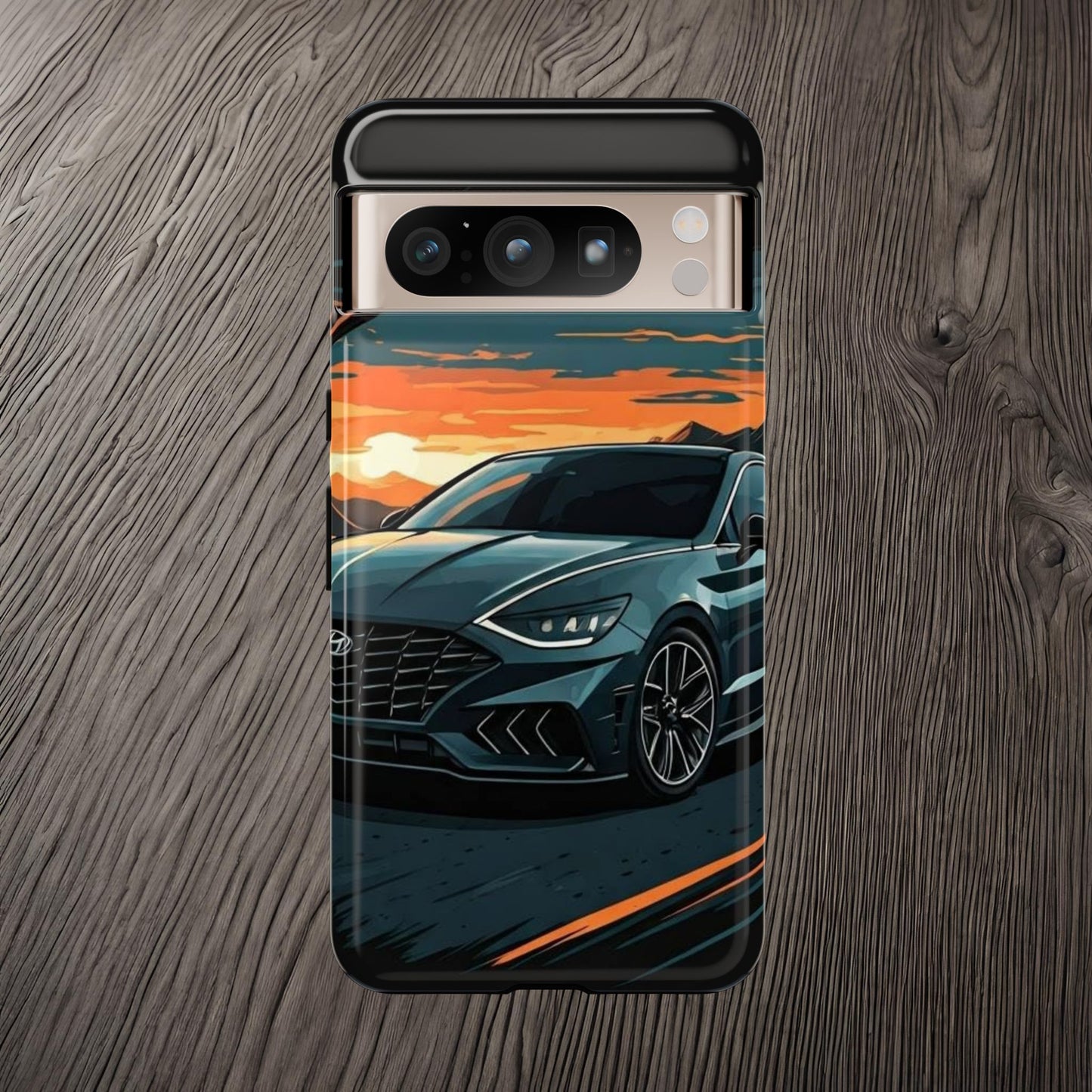 Hyundai Sonata-Sunset Drive-Dual Layer Ultra Tough Phone Case Google Pixel 8 Pro Glossy Printify by The Night Shift Automotive Apparel