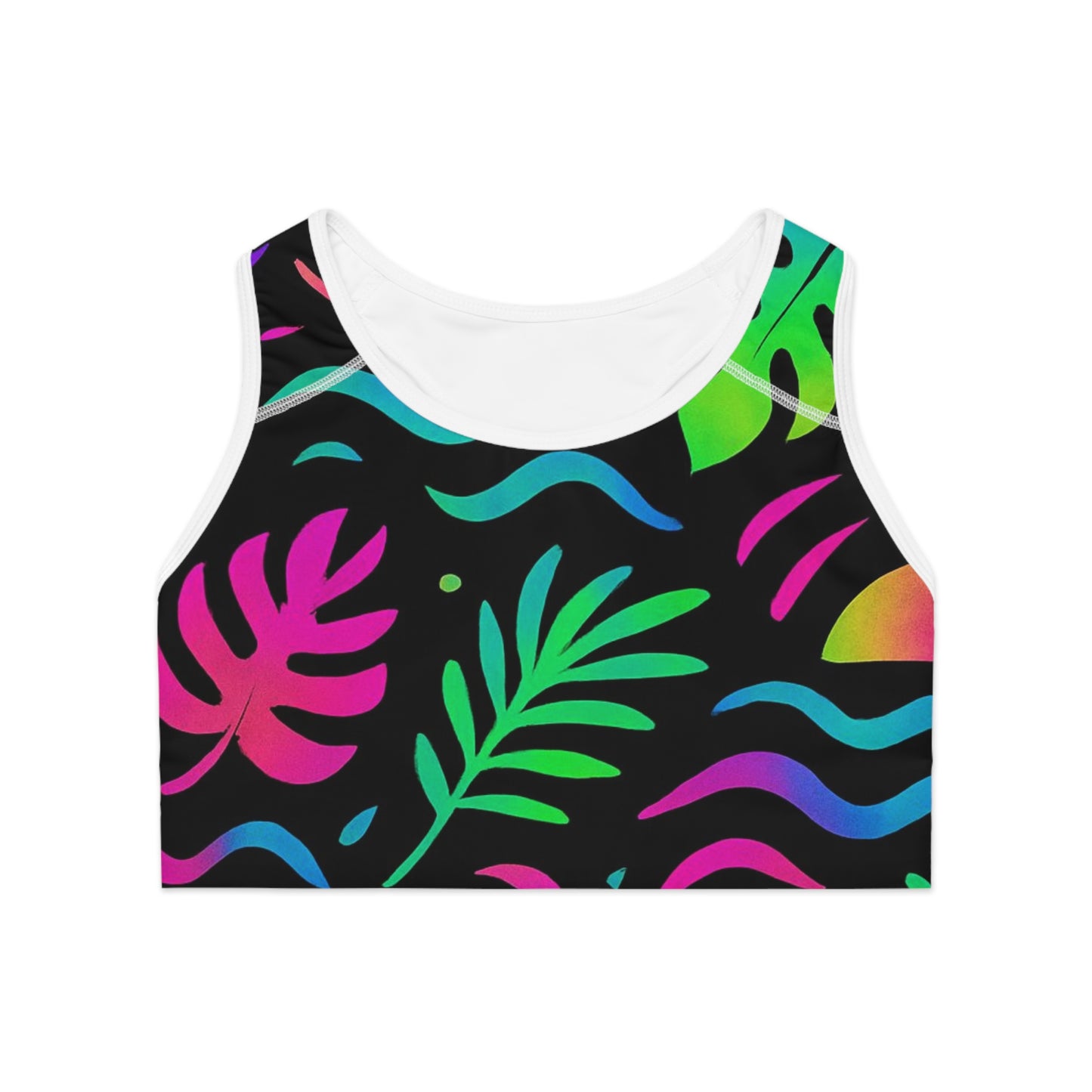 Women's Sports Bra White stitching Printify by The Night Shift Automotive Apparel