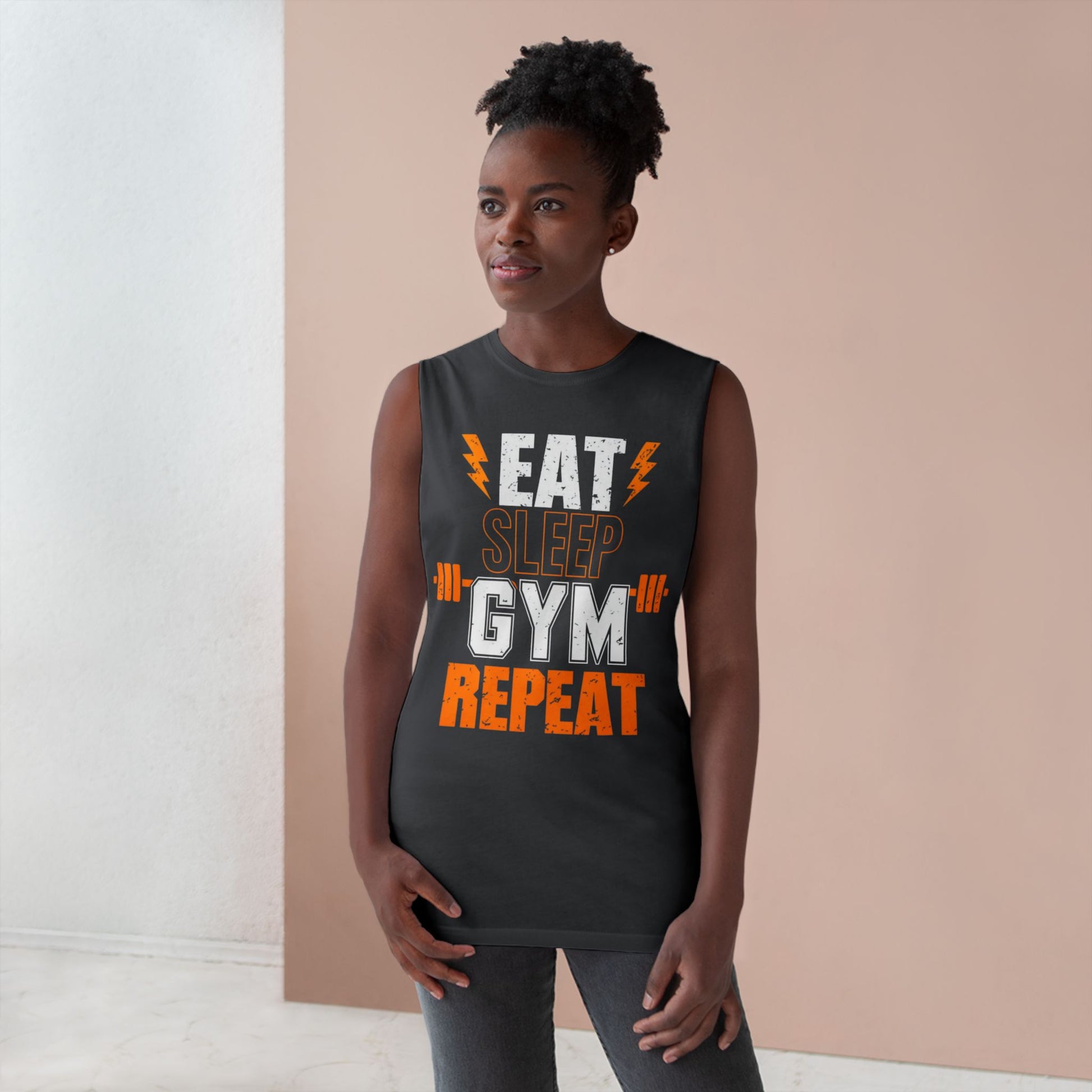 Eat, Sleep, Gym, Repeat - Premium Unisex Barnard Tank Top Printify by The Night Shift Automotive Apparel