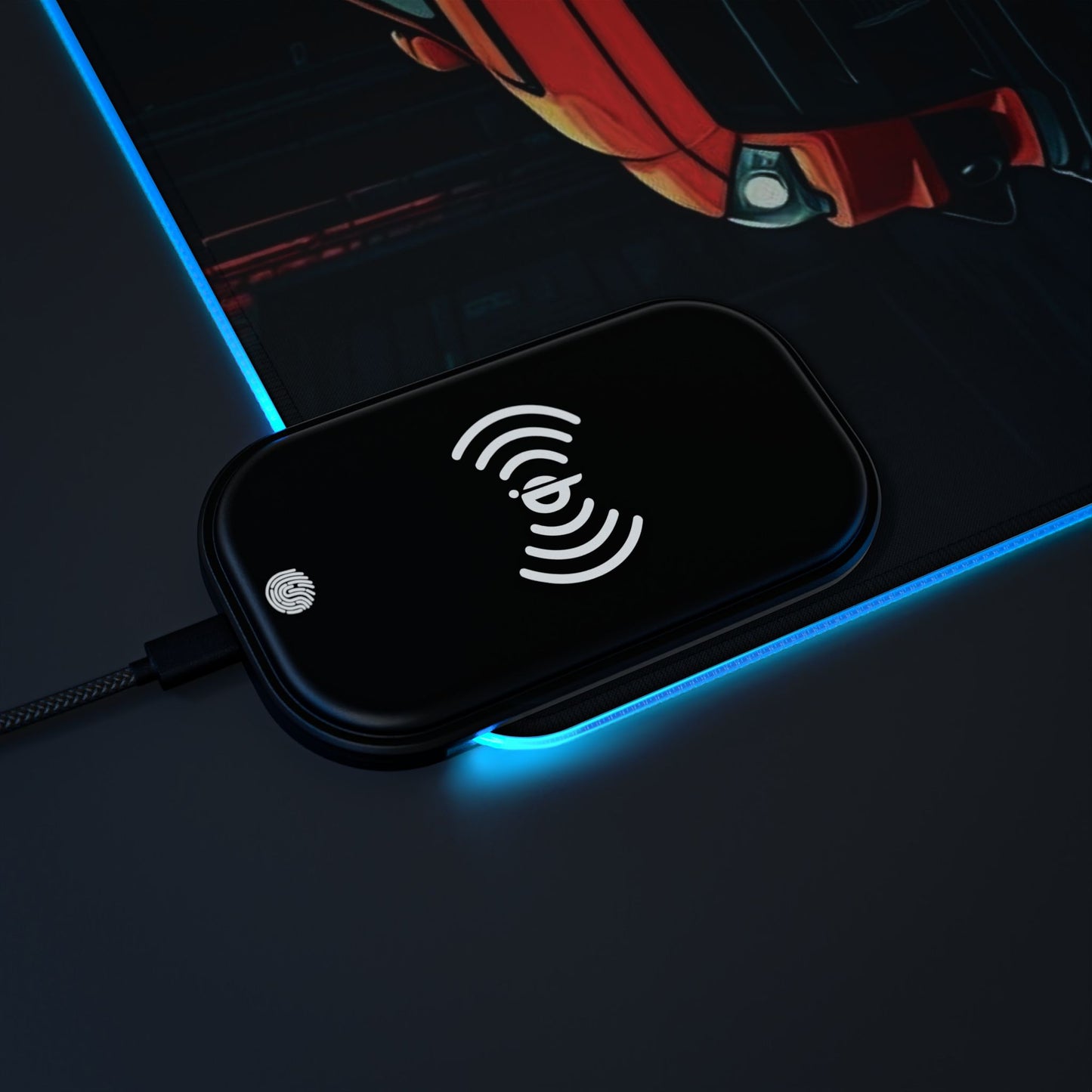 Mitsubishi Lancer Evolution X Street Life-LED Gaming Mouse Pad with Wireless Charging Printify by The Night Shift Automotive Apparel