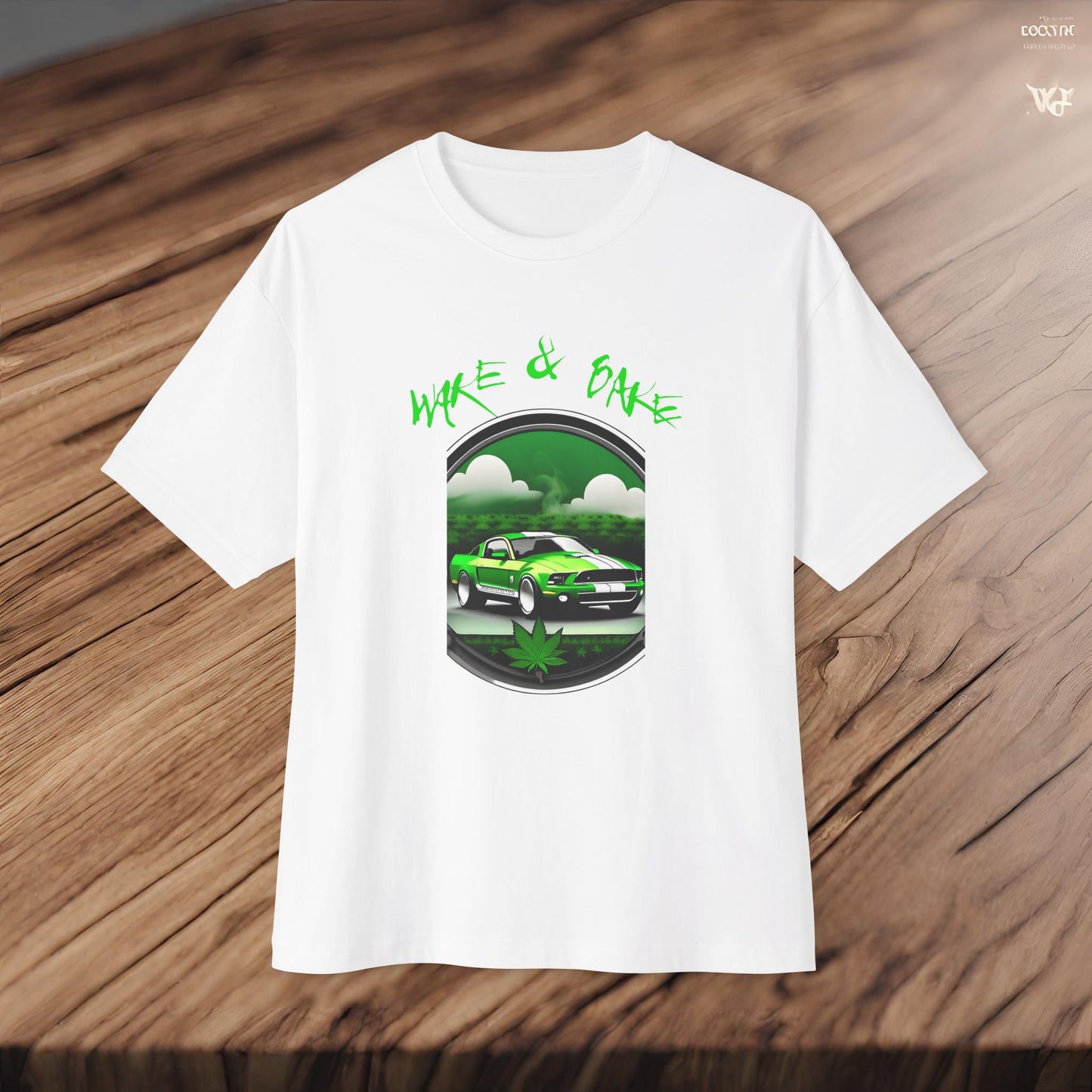 Wake And Bake-Premium, Ultra Soft Unisex Oversized Boxy Tee Printify by The Night Shift Automotive Apparel