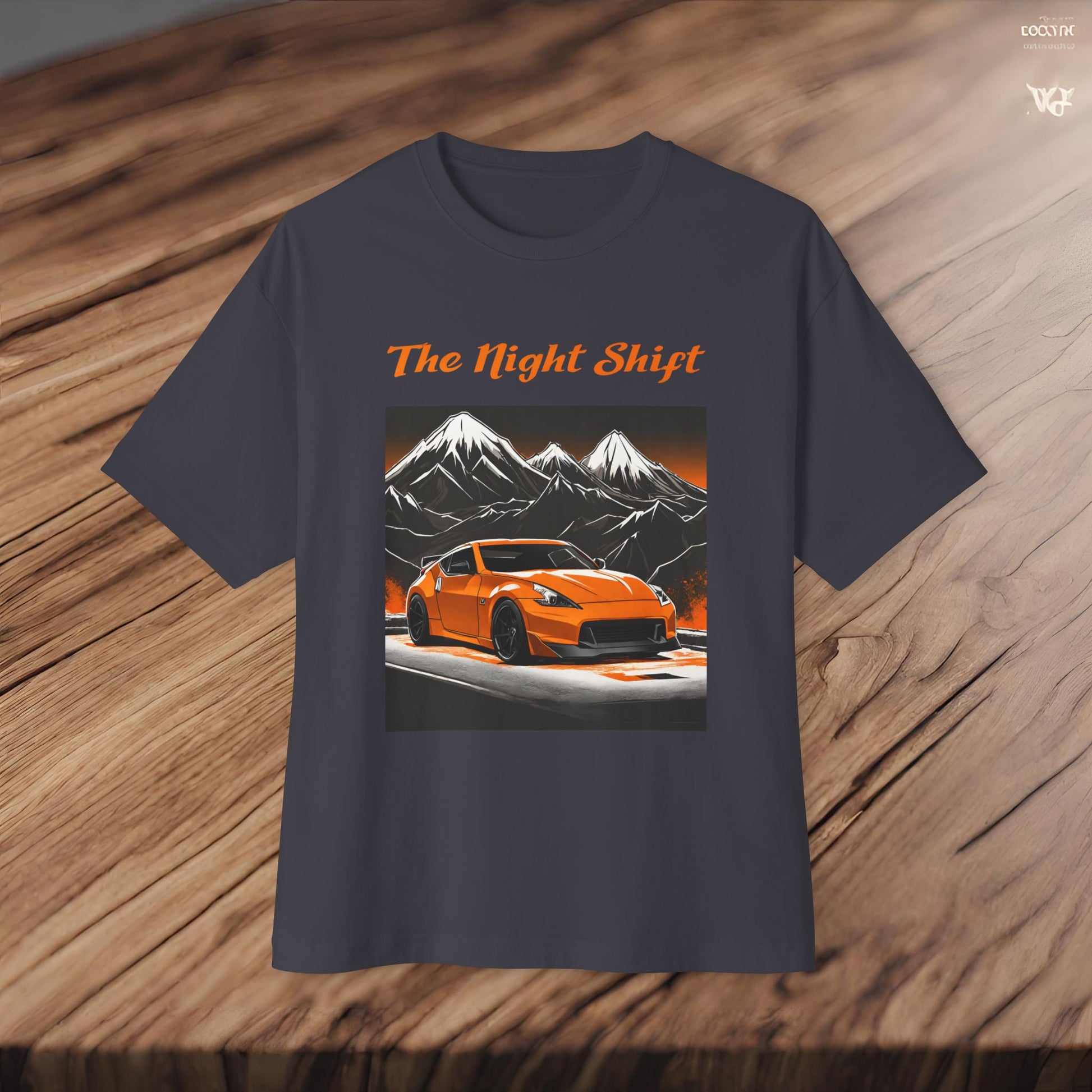 Nissan 370 Mountains-Premium, Ultra Soft, Unisex Oversized Boxy Tee Printify by The Night Shift Automotive Apparel