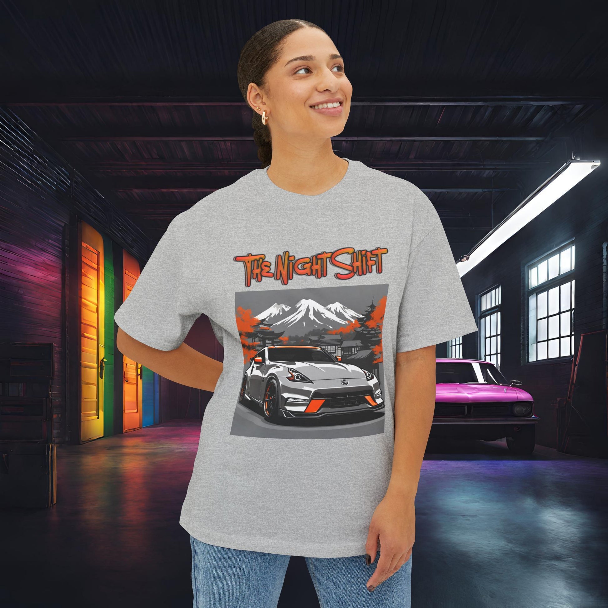 Nissan 370z Nismo- Premium, Ultra Soft Unisex Oversized Boxy Tee Printify by The Night Shift Automotive Apparel