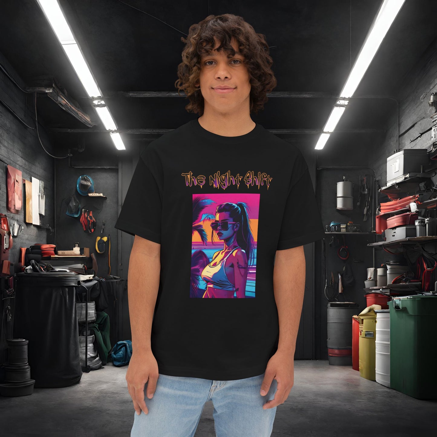 Heatwave-Premium, Ultra Soft Unisex Oversized Boxy Tee Black Printify by The Night Shift Automotive Apparel