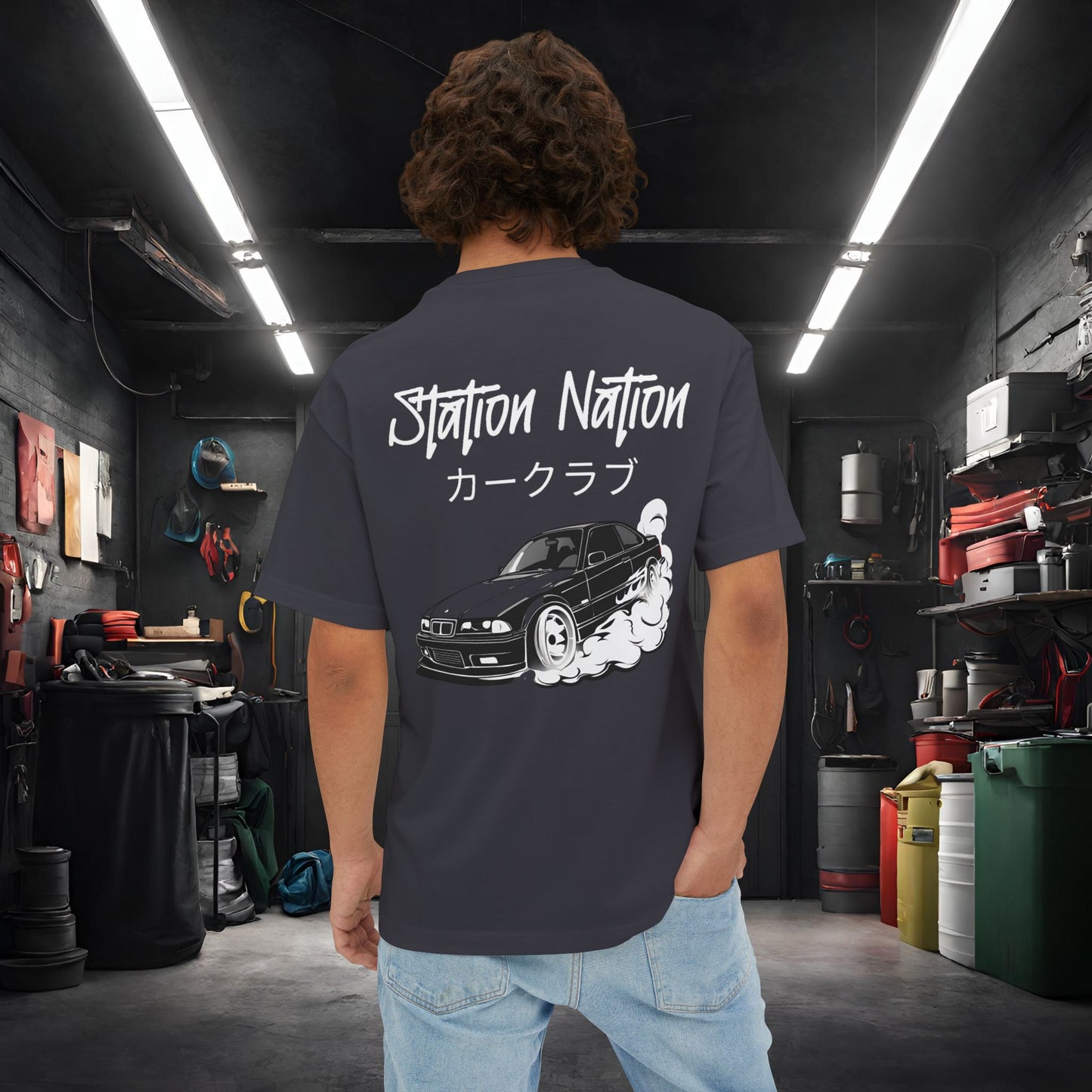 Station Nation-Premium, Ultra Soft Unisex Oversized Boxy Tee Printify by The Night Shift Automotive Apparel