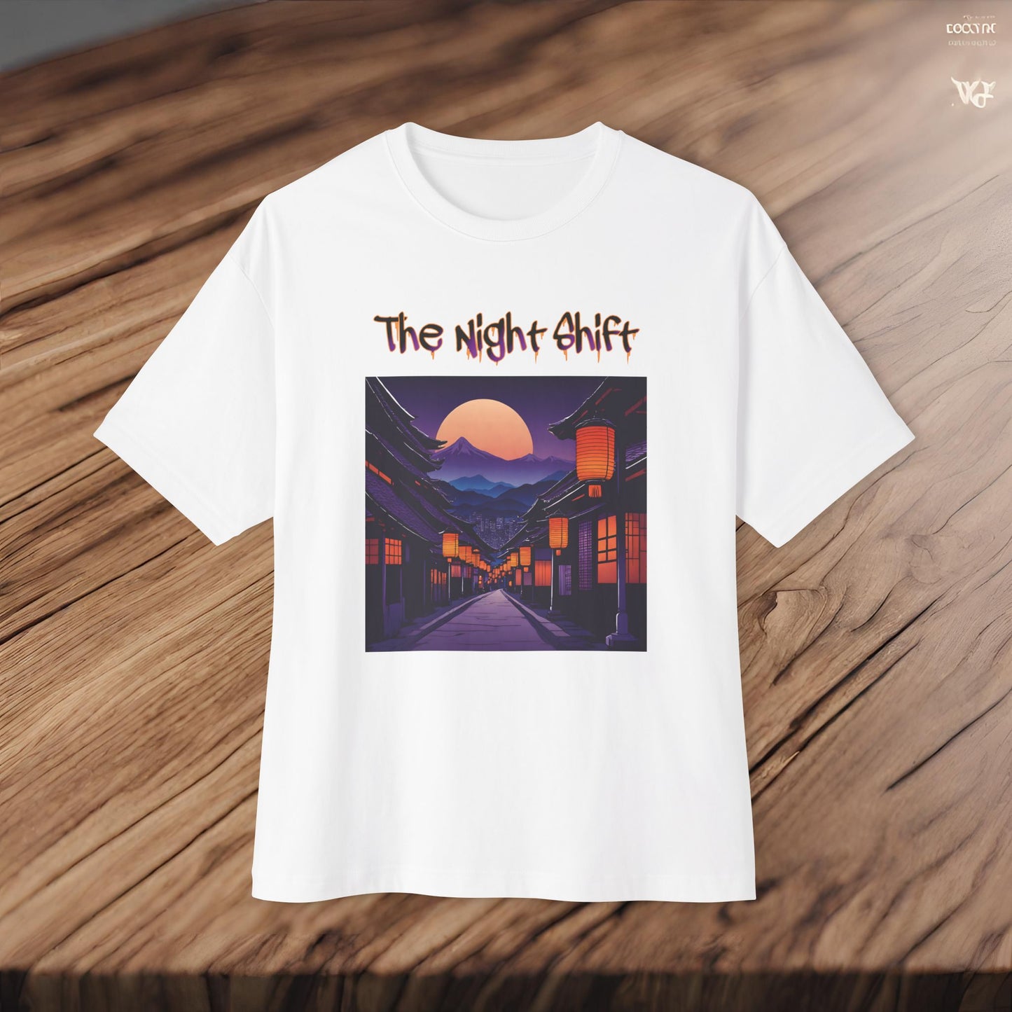 Moonlit Japanese Traditional Village-Premium, Ultra Soft Unisex Oversized Boxy Tee Printify by The Night Shift Automotive Apparel