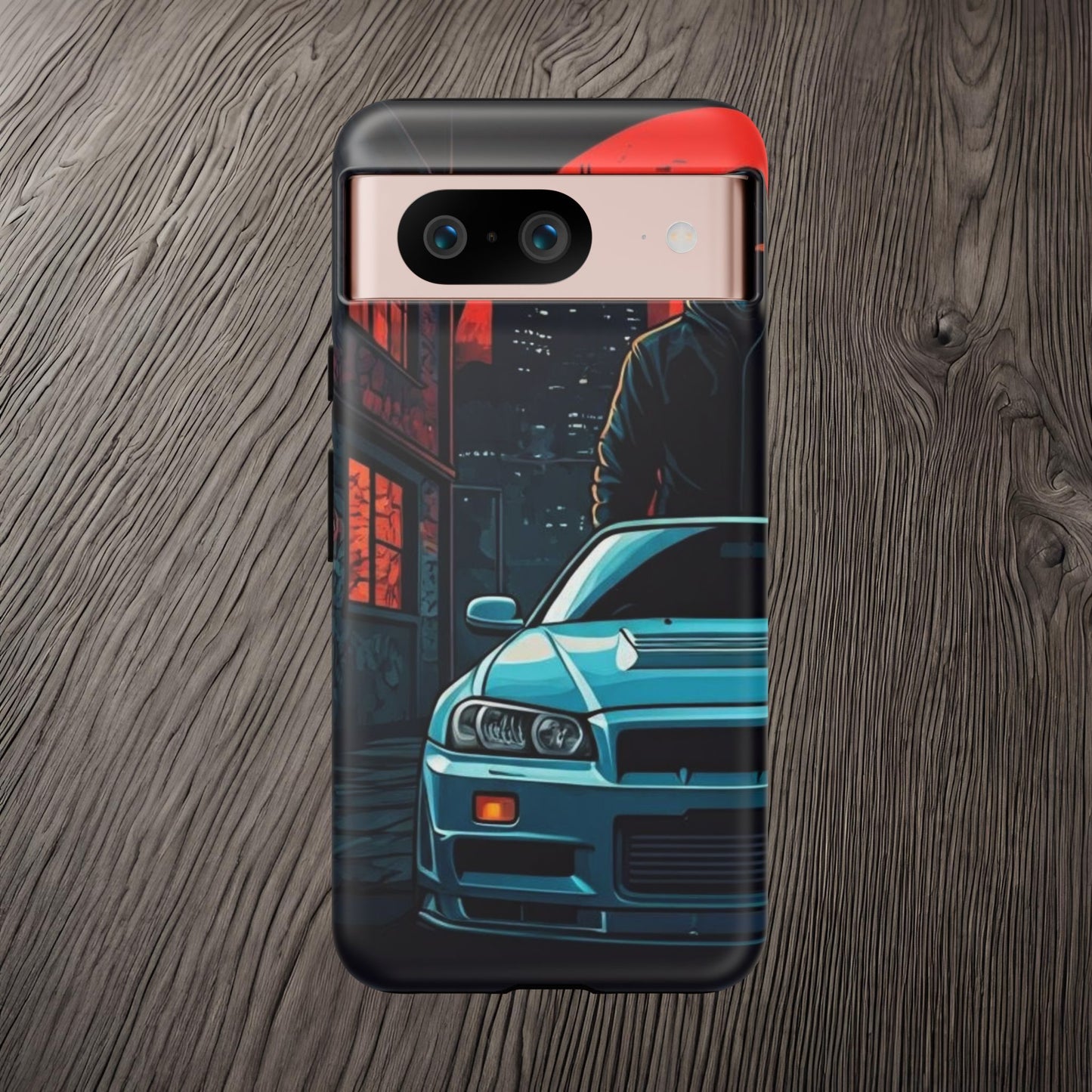 Nissan Skyline R34 Street Life-Dual Layer Ultra Tough Phone Case Google Pixel 8 Matte Printify by The Night Shift Automotive Apparel