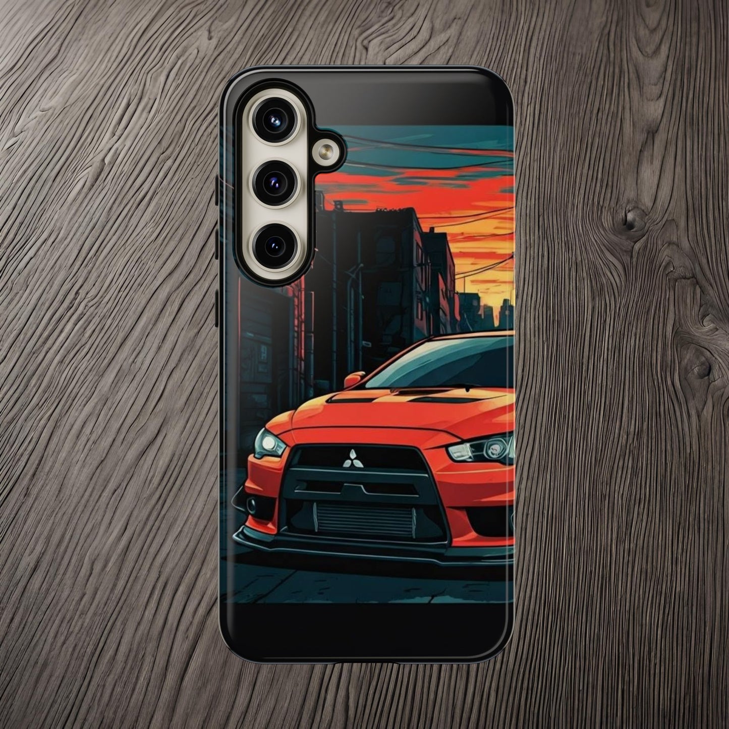 Mitsubishi Evo X Street Life-Dual Layer Ultra Tough Phone Case Samsung Galaxy S24 Plus Glossy Printify by The Night Shift Automotive Apparel