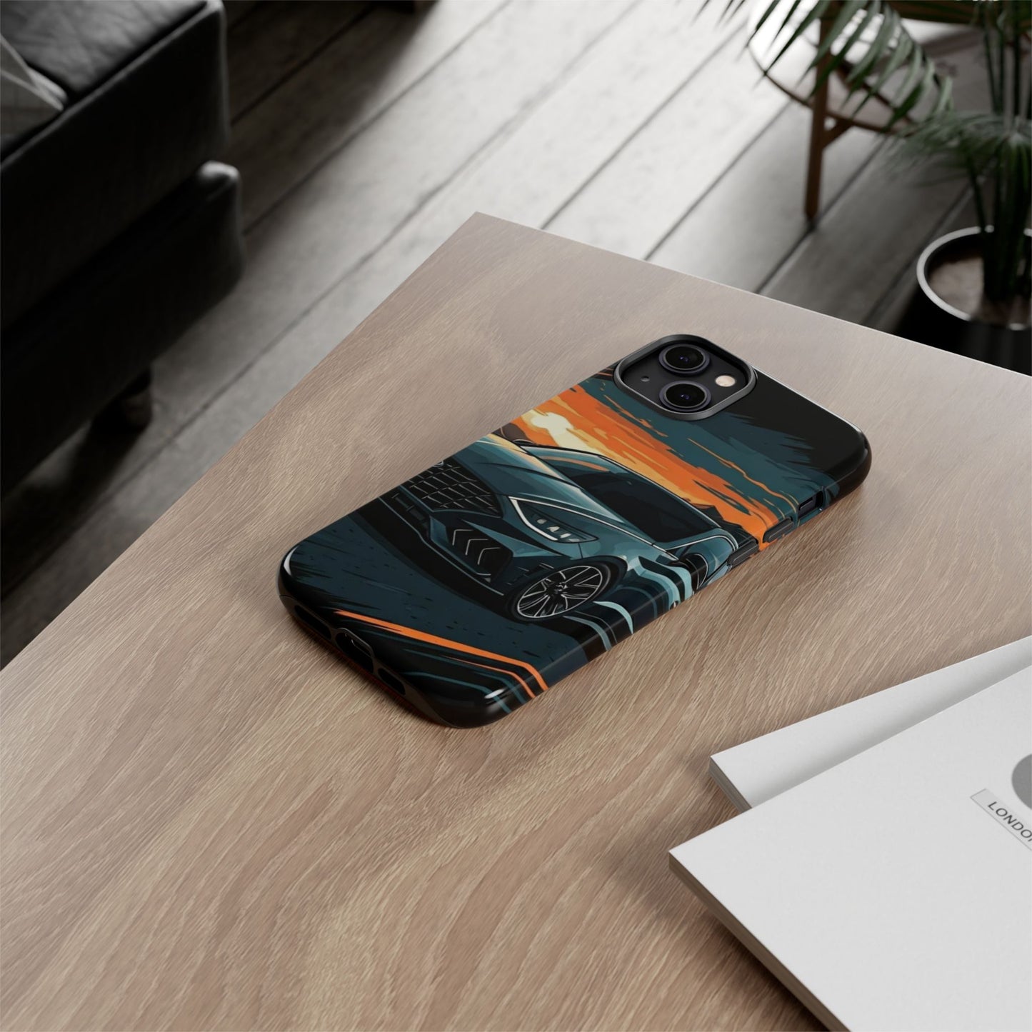 Hyundai Sonata-Sunset Drive-Dual Layer Ultra Tough Phone Case iPhone 14 Plus Glossy Printify by The Night Shift Automotive Apparel
