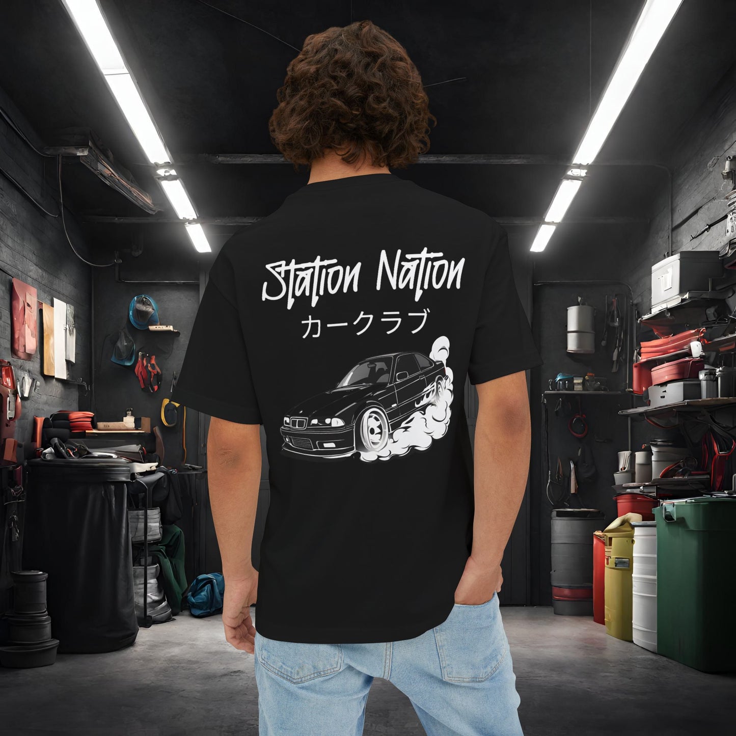 Station Nation-Premium, Ultra Soft Unisex Oversized Boxy Tee Printify by The Night Shift Automotive Apparel