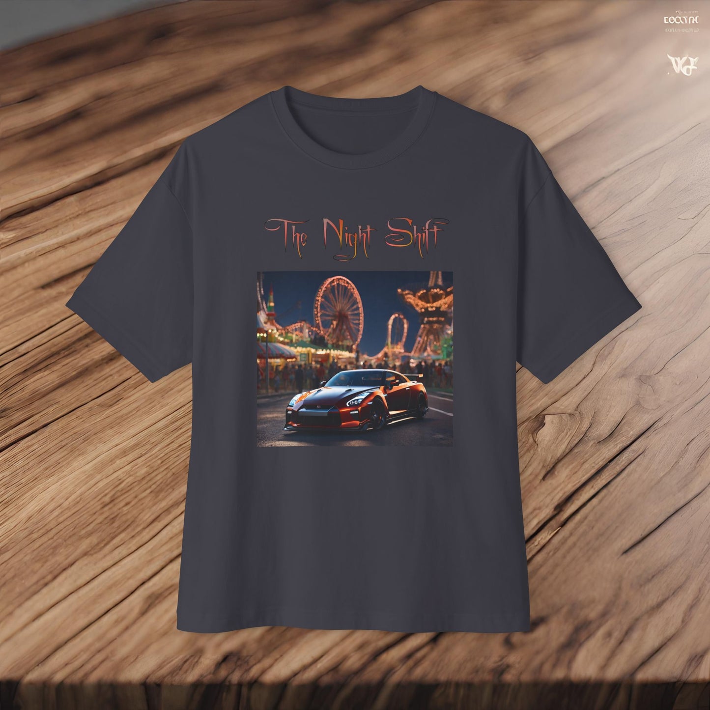 Nissan GTR R35 Amusement Park-Premium, Ultra Soft Unisex Oversized Boxy Tee Printify by The Night Shift Automotive Apparel
