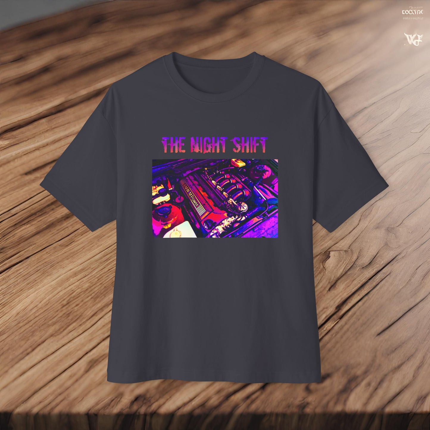 S50B32 Synthwave-Premium, Ultra Soft Unisex Oversized Boxy Tee Printify by The Night Shift Automotive Apparel