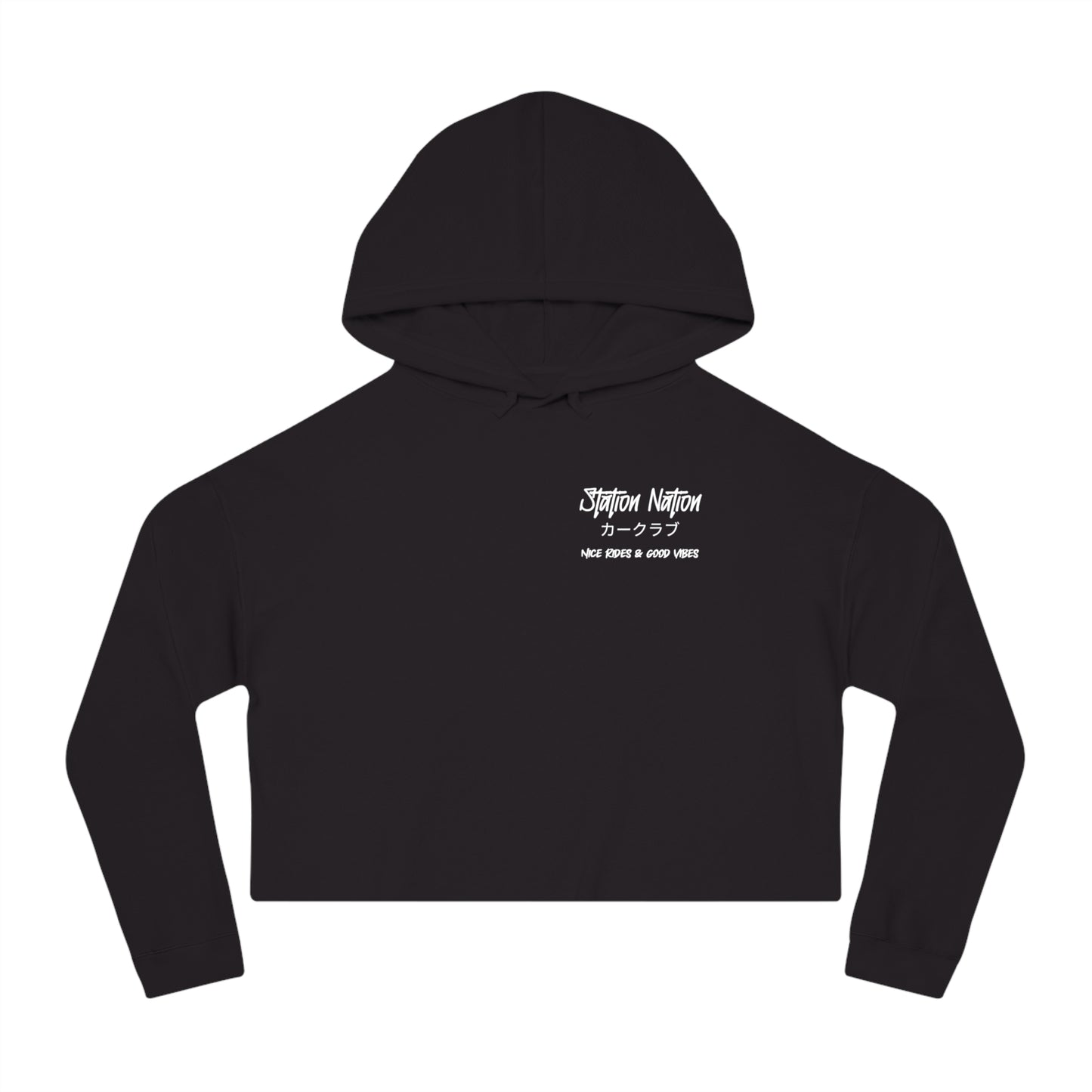 Station Nation Nice Rides & Good Vibes-Women's Ultra Soft, Premium Crop Hoodie Printify by The Night Shift Automotive Apparel