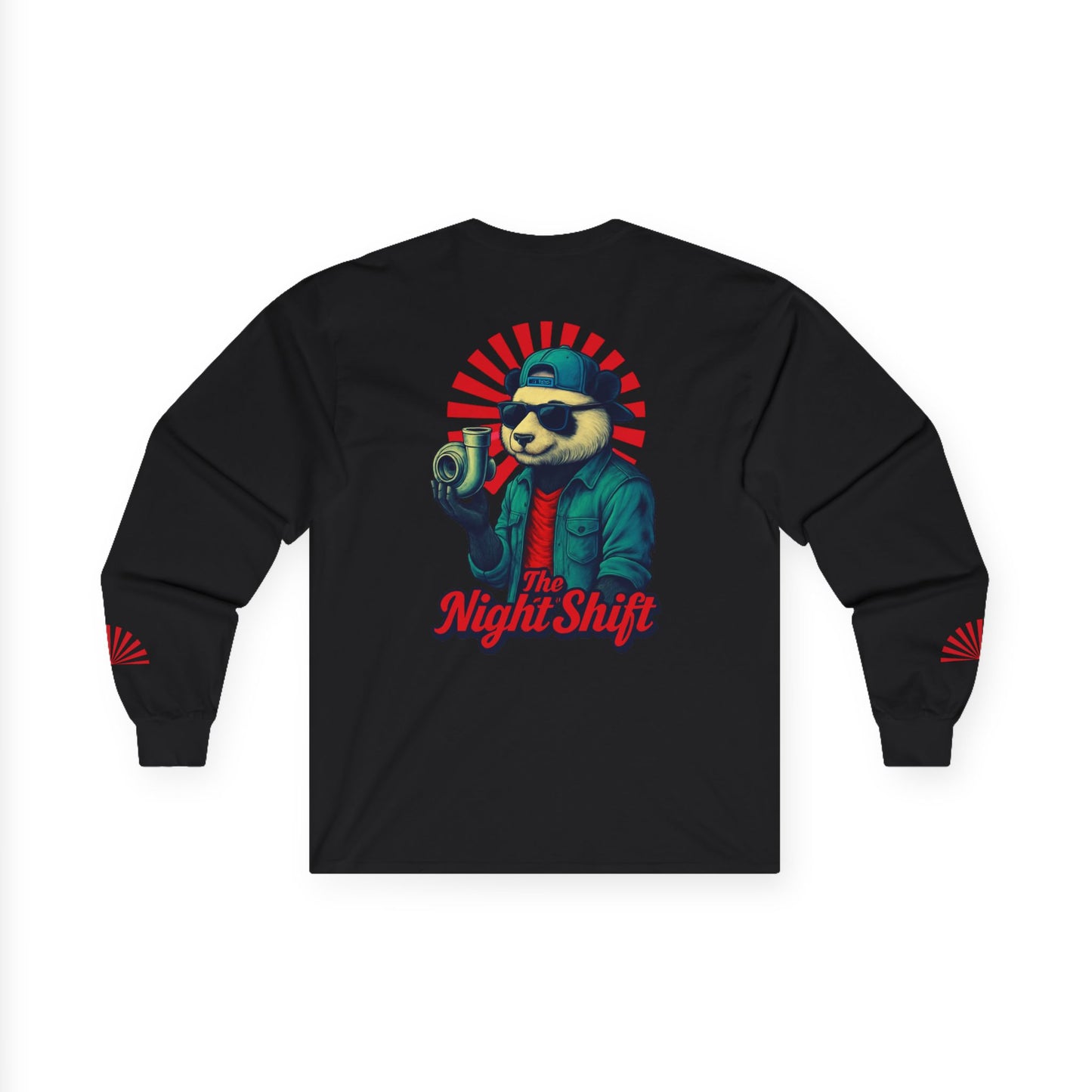 Good Vibes Panda-Premium, Ultra Soft Unisex Long Sleeve Tee Black Printify by The Night Shift Automotive Apparel