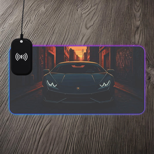 Lamborghini Huracan Street Life-LED Gaming Mouse Pad with Wireless Charging 23.6" × 11.8" Rectangle 15W Printify by The Night Shift Automotive Apparel