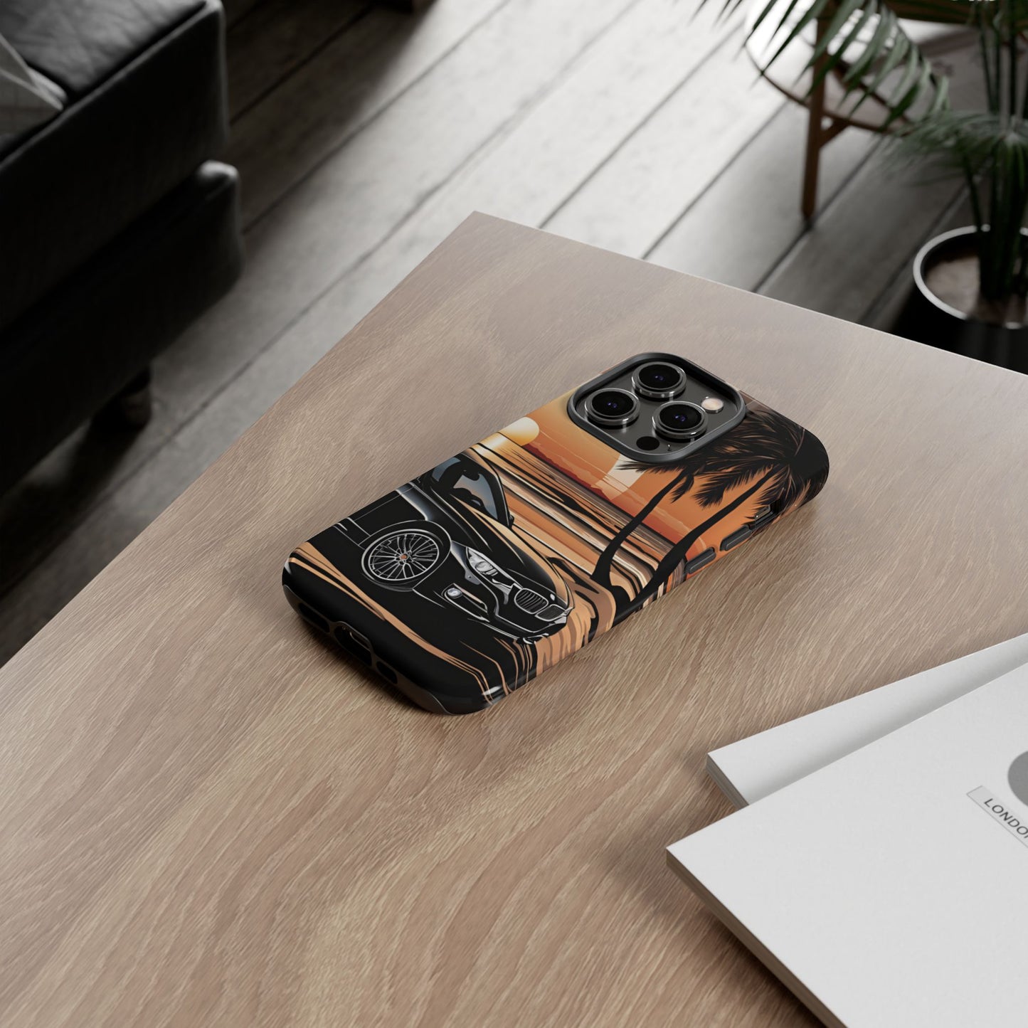 BMW Sunset On The Beach-Dual Layer Ultra Tough Phone Case iPhone 14 Pro Glossy Printify by The Night Shift Automotive Apparel