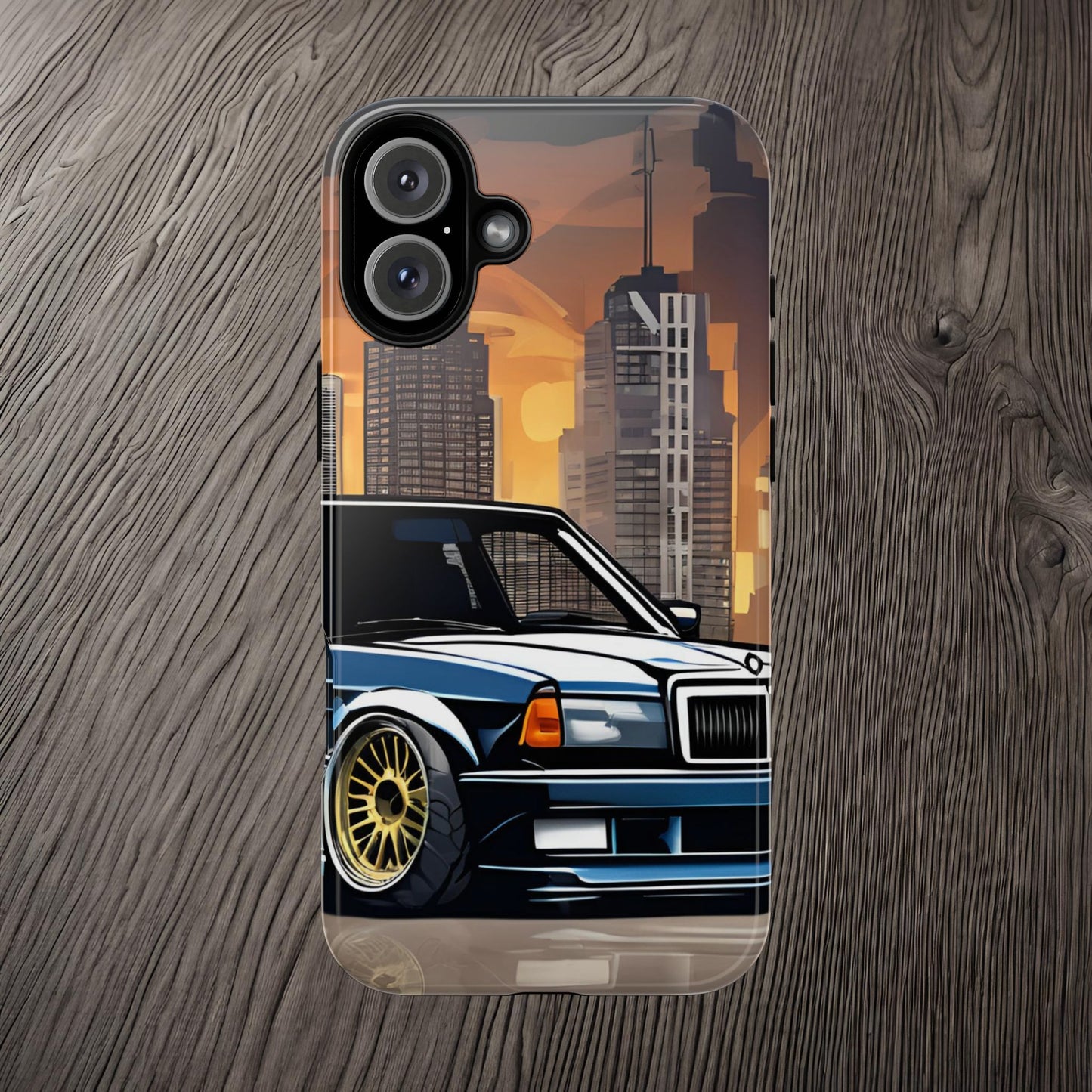 Mercedes Benz 190e Evo-Dual Layer Ultra Tough Phone Case iPhone 16 Plus Glossy Printify by The Night Shift Automotive Apparel