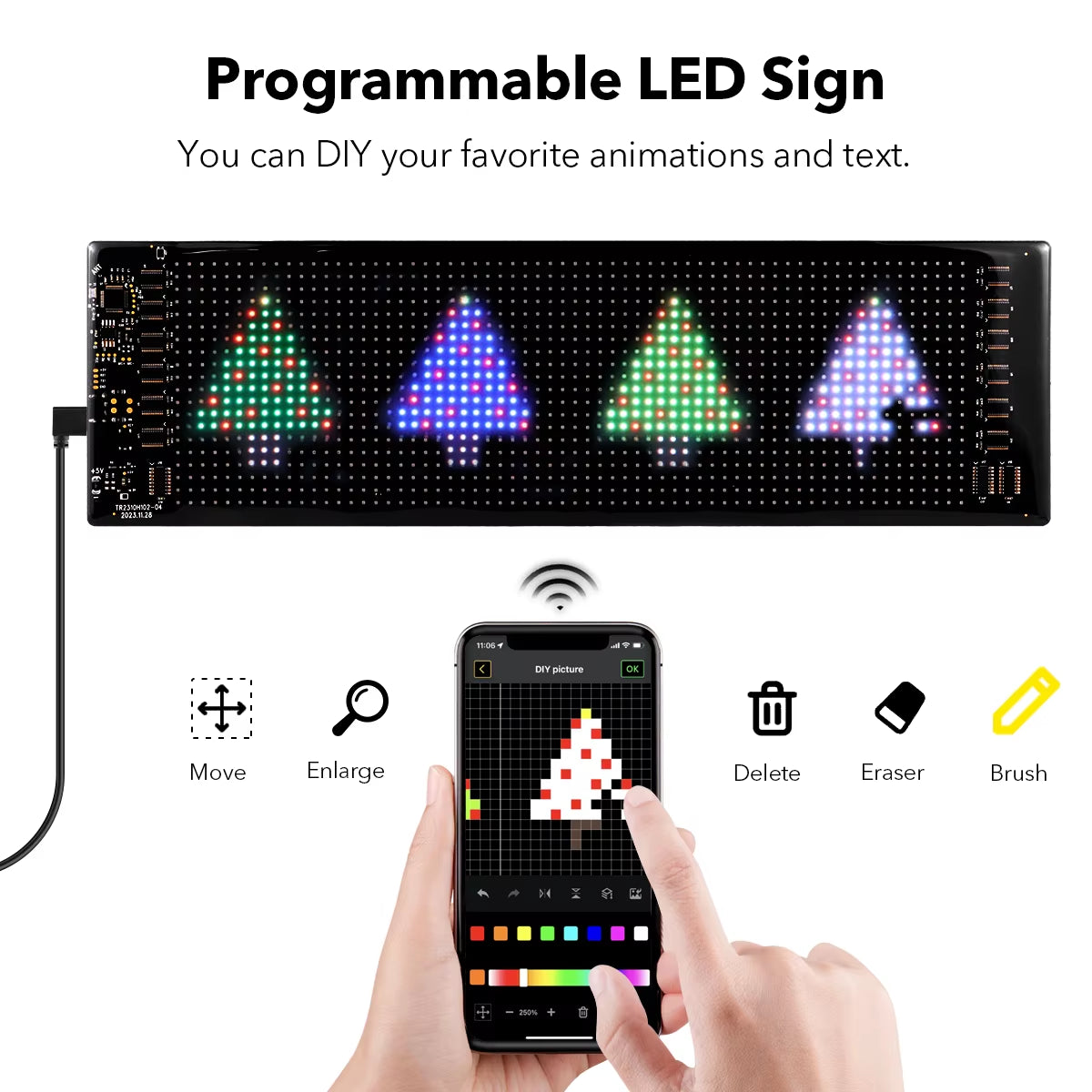 Customizable LED Bluetooth Stick On Matrix Pixel Panel The Night Shift Performance Street Gear by The Night Shift Automotive Apparel