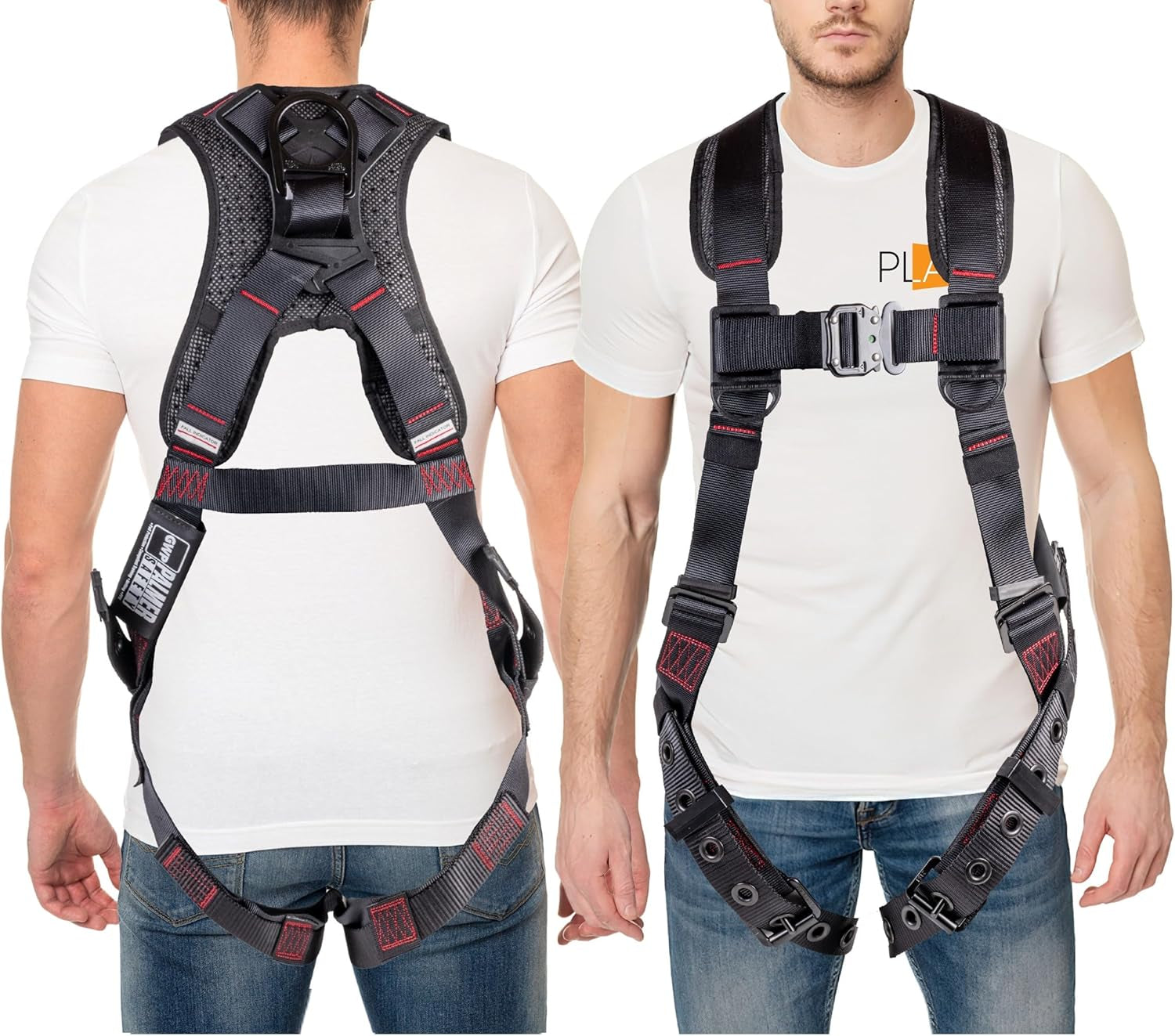 Photographer/Videographer Full Body Harness with 5 Point Adjustment, Dorsal D-Ring, Grommet Legs, and Fall Indicators Black The Night Shift Performance Street Gear by The Night Shift Automotive Apparel