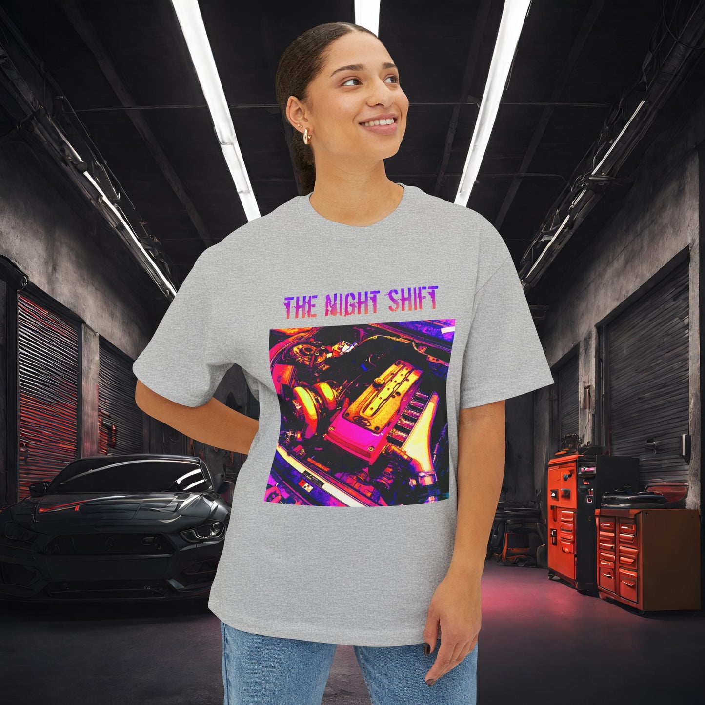 Barra Synthwave--Premium, Ultra Soft Unisex Oversized Boxy Tee Printify by The Night Shift Automotive Apparel