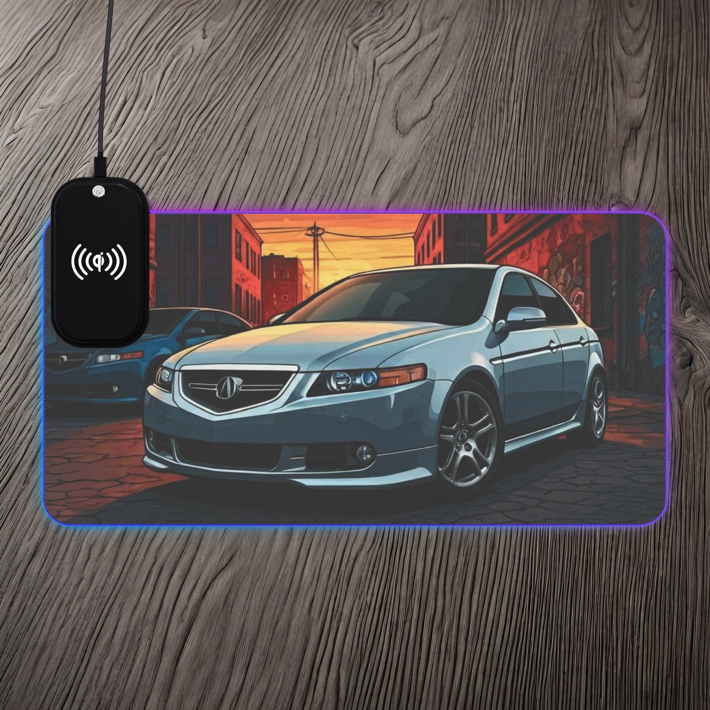 Acura TL Street Life-LED Gaming Mouse Pad with Wireless Charging 23.6" × 11.8" Rectangle 15W Printify by The Night Shift Automotive Apparel