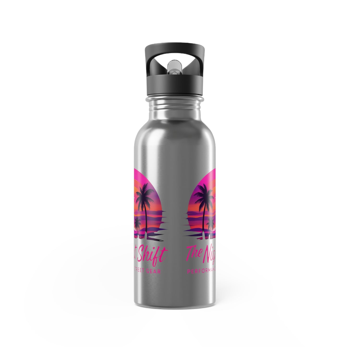 Stainless Steel Water Bottle With Straw, 20oz Printify by The Night Shift Automotive Apparel