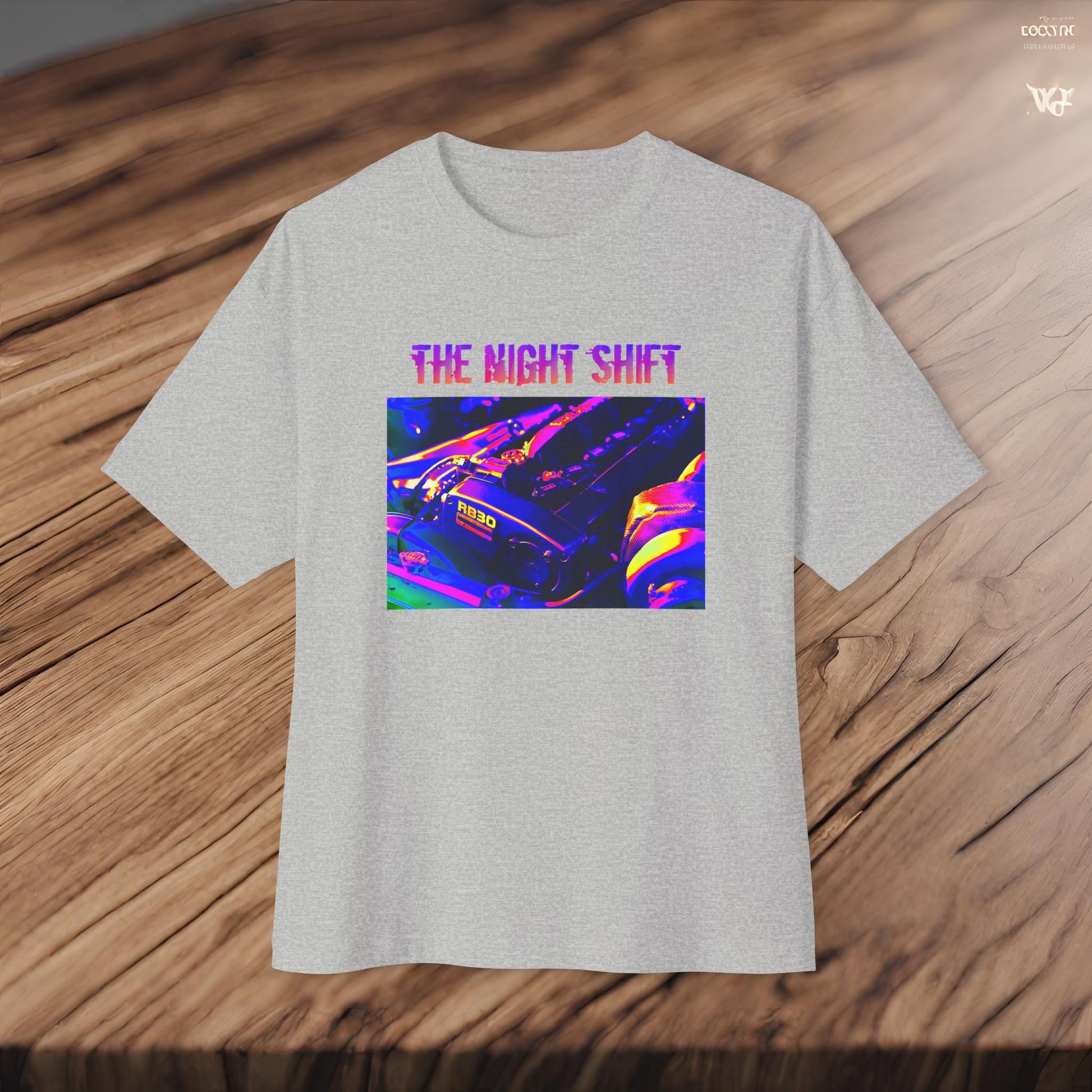 RB30 Synthwave-Premium, Ultra Soft Unisex Oversized Boxy Tee Printify by The Night Shift Automotive Apparel
