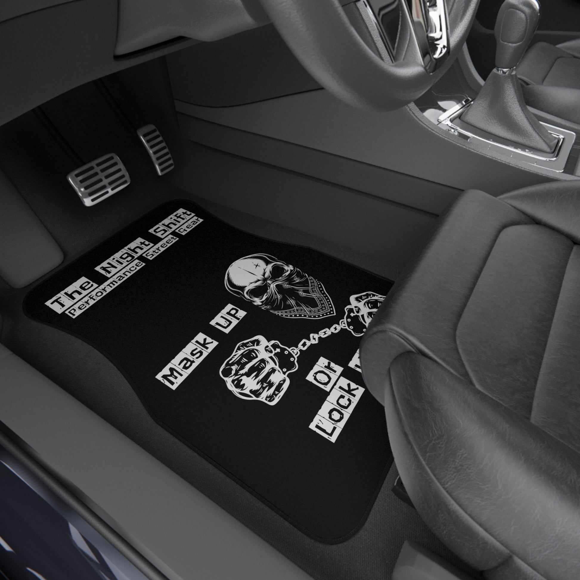 Mask Up Or Lock Up-Premium, High Quality Car Floor Mats (Set of 4) Printify by The Night Shift Automotive Apparel