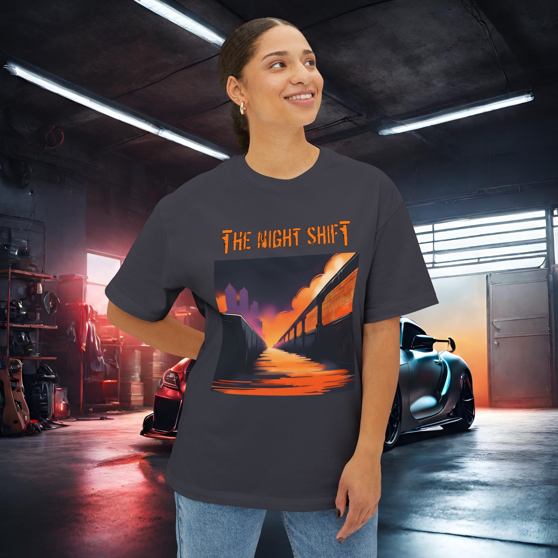 Urban Streets-Premium, Ultra Soft Unisex Oversized Boxy Tee Printify by The Night Shift Automotive Apparel