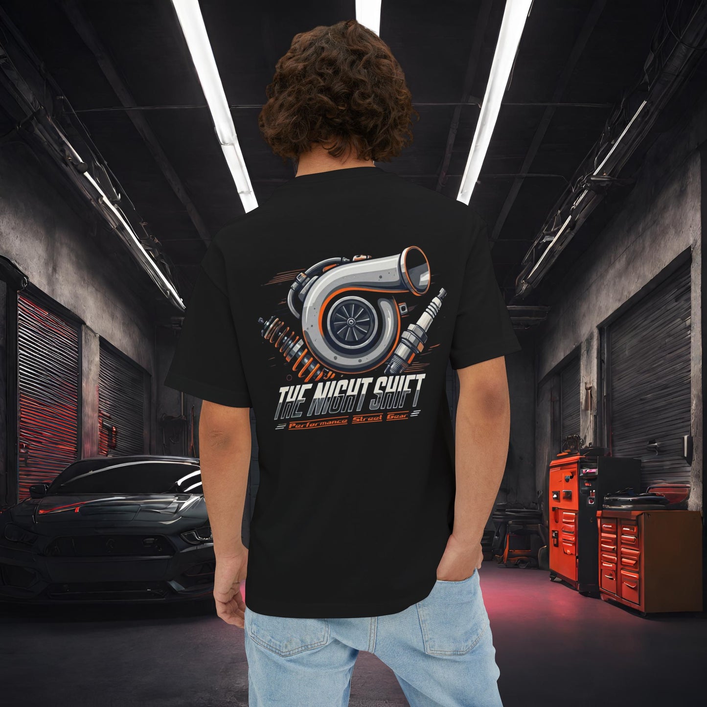 The Night Shift Essentials-Ultra Soft, Premium Unisex Oversized Boxy Tee Black Printify by The Night Shift Automotive Apparel