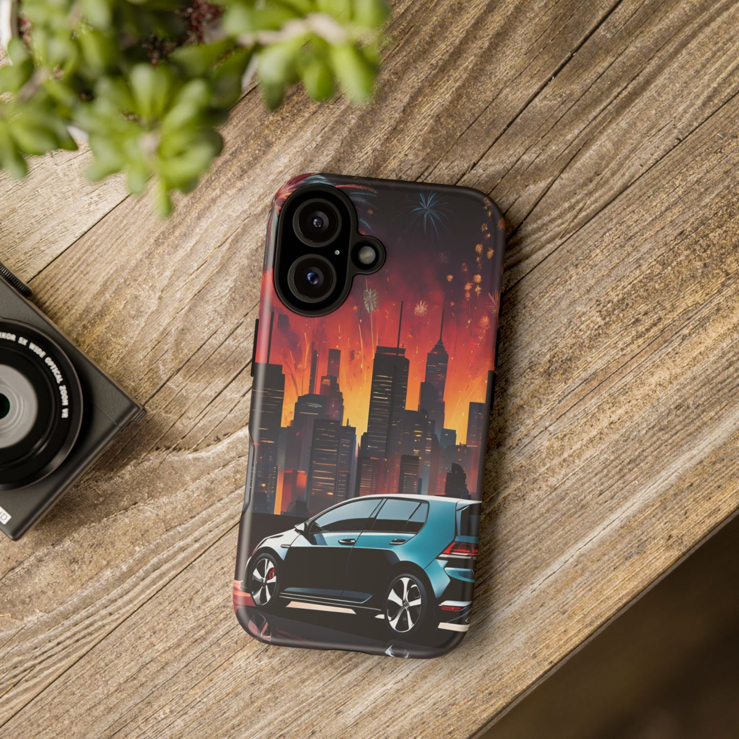 Volkswagon Golf GTI Fireworks-Dual Layer Ultra Tough Phone Case iPhone 16 Matte Printify by The Night Shift Automotive Apparel