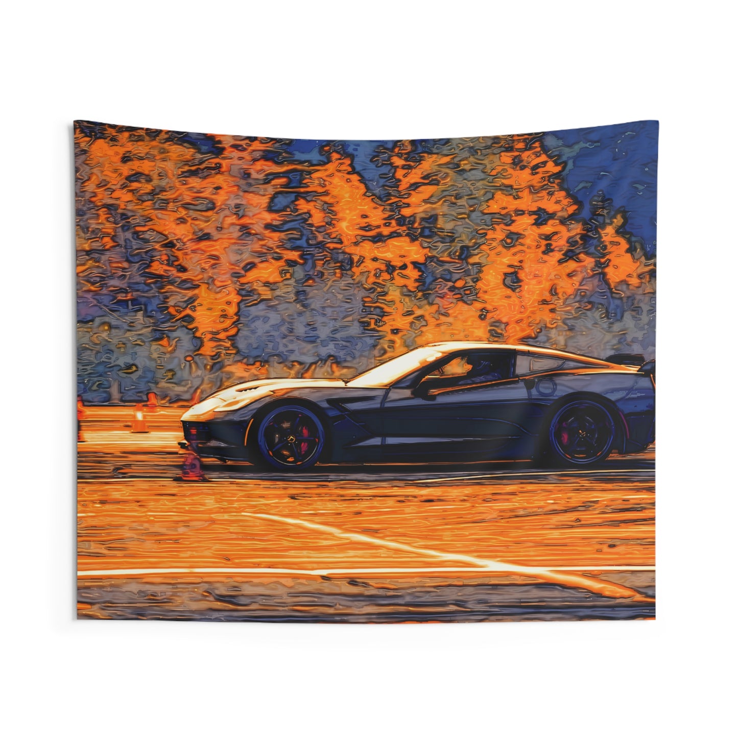 C7 Chevy Corvette Indoor Wall Tapestries - Shop Banner 60" × 50" Printify by The Night Shift Automotive Apparel