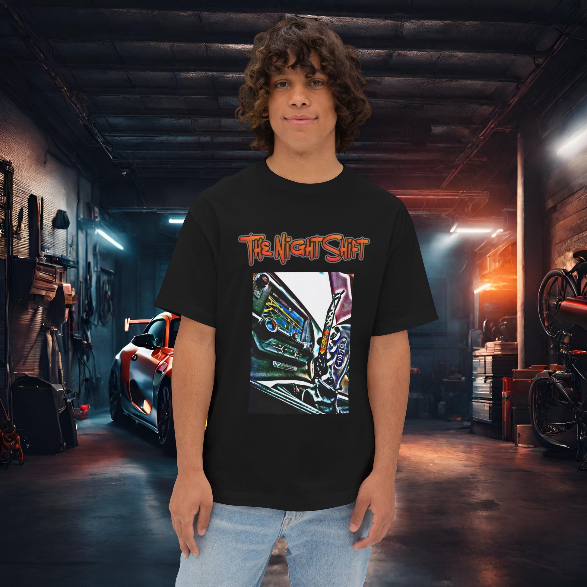 Chevy Corvette C7 DND Performance Interior-Premium, Ultra Soft Unisex Oversized Boxy Tee Black Printify by The Night Shift Automotive Apparel