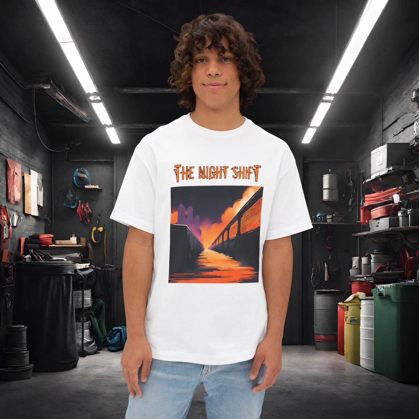 Urban Streets-Premium, Ultra Soft Unisex Oversized Boxy Tee White Printify by The Night Shift Automotive Apparel