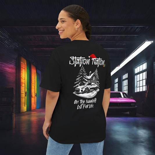 🎄 Christmas Limited Edition Station Nation-Premium, Ultra Soft Unisex Oversized Boxy Tee Black Printify by The Night Shift Automotive Apparel