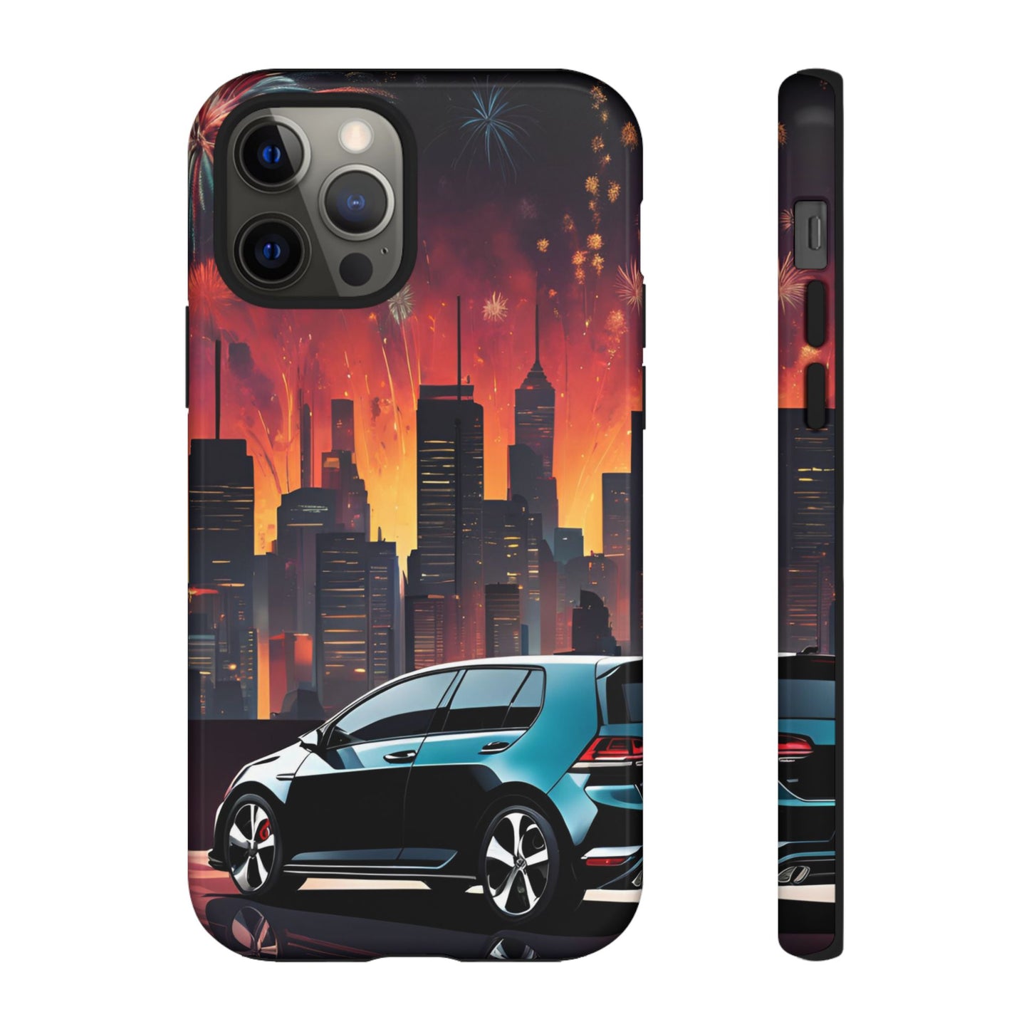Volkswagon Golf GTI Fireworks-Dual Layer Ultra Tough Phone Case iPhone 12 Pro Glossy Printify by The Night Shift Automotive Apparel