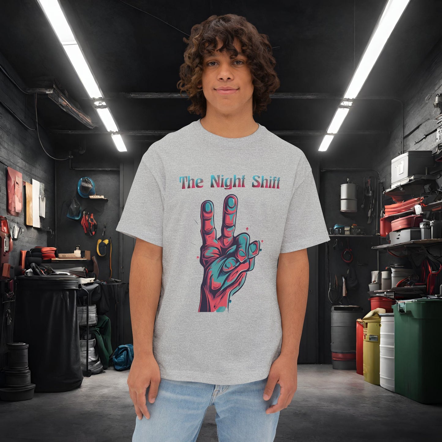 Lets Tandem-Premium, Ultra Soft, Unisex Oversized Boxy Tee Athletic Heather Printify by The Night Shift Automotive Apparel