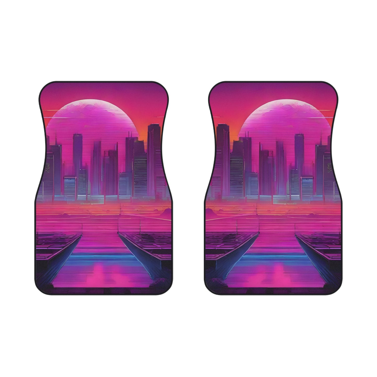 Sunset Synthwave-Premium, High Quality Car Floor Mats (Set of 2 Front Floor Mats) 2x Front mats Printify by The Night Shift Automotive Apparel