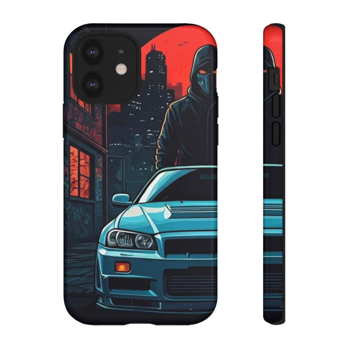 Nissan Skyline R34 Street Life-Dual Layer Ultra Tough Phone Case iPhone 12 Glossy Printify by The Night Shift Automotive Apparel