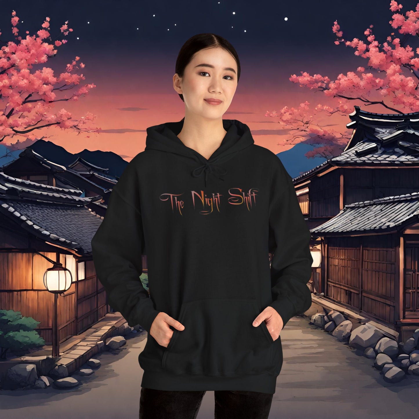 Samurai Japan Full Moon Silhouette-Premium, Ultra Soft Unisex Hoodie Printify by The Night Shift Automotive Apparel
