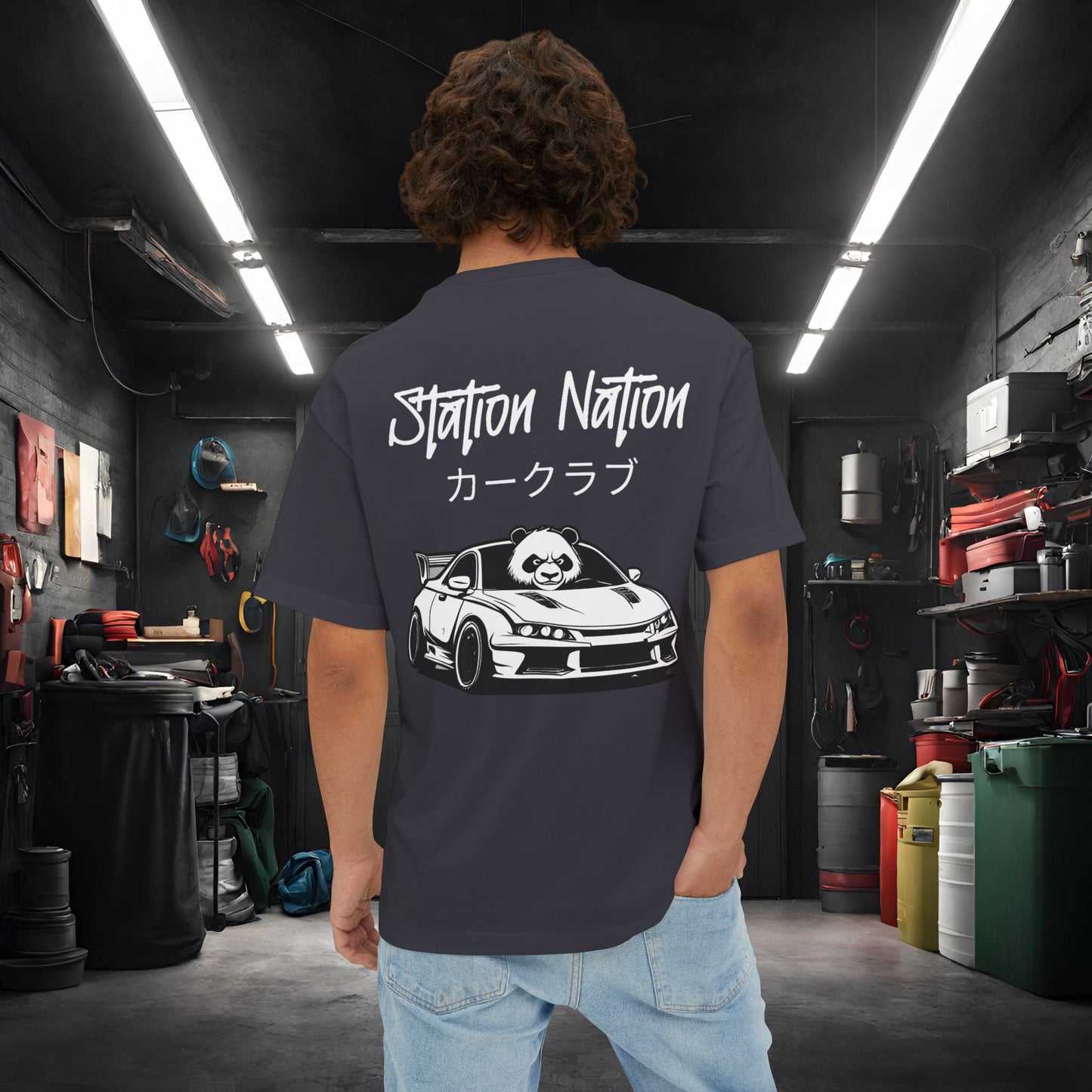 Station Nation-Premium, Ultra Soft Unisex Oversized Boxy Tee Printify by The Night Shift Automotive Apparel