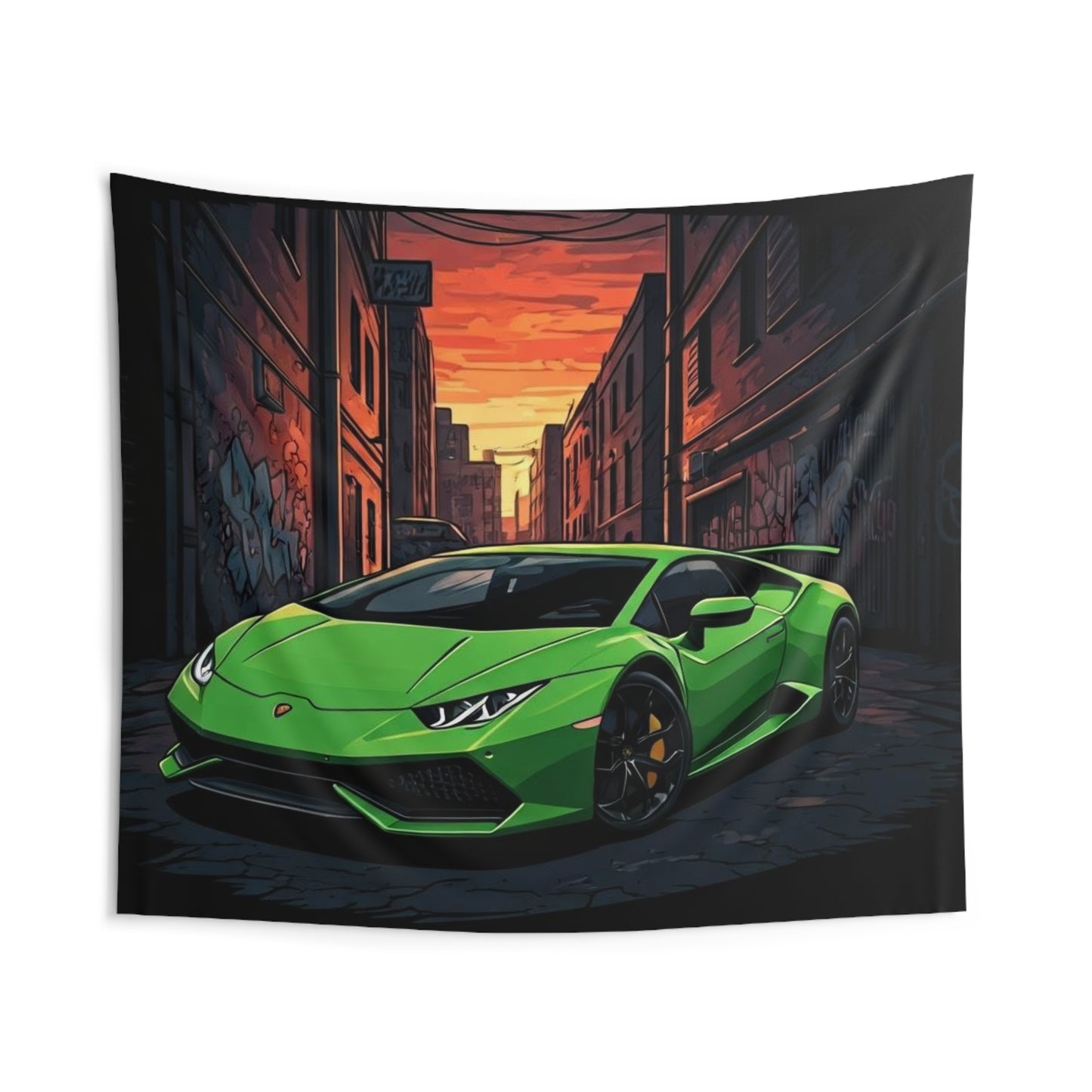 Lamborghini Huracan Indoor Wall Tapestries - Shop Banner 104" × 88" Printify by The Night Shift Automotive Apparel
