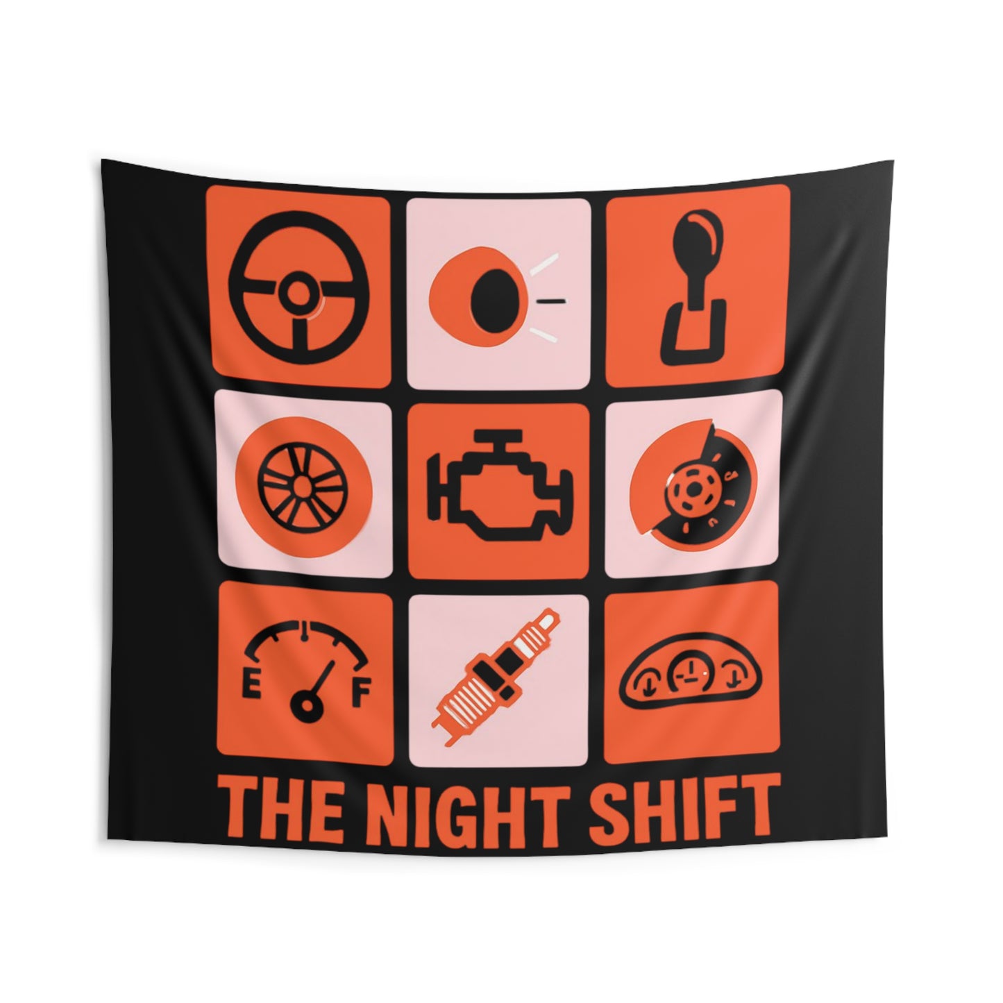 The Night Shift Indoor Wall Tapestries - Shop Banner 104" × 88" Printify by The Night Shift Automotive Apparel