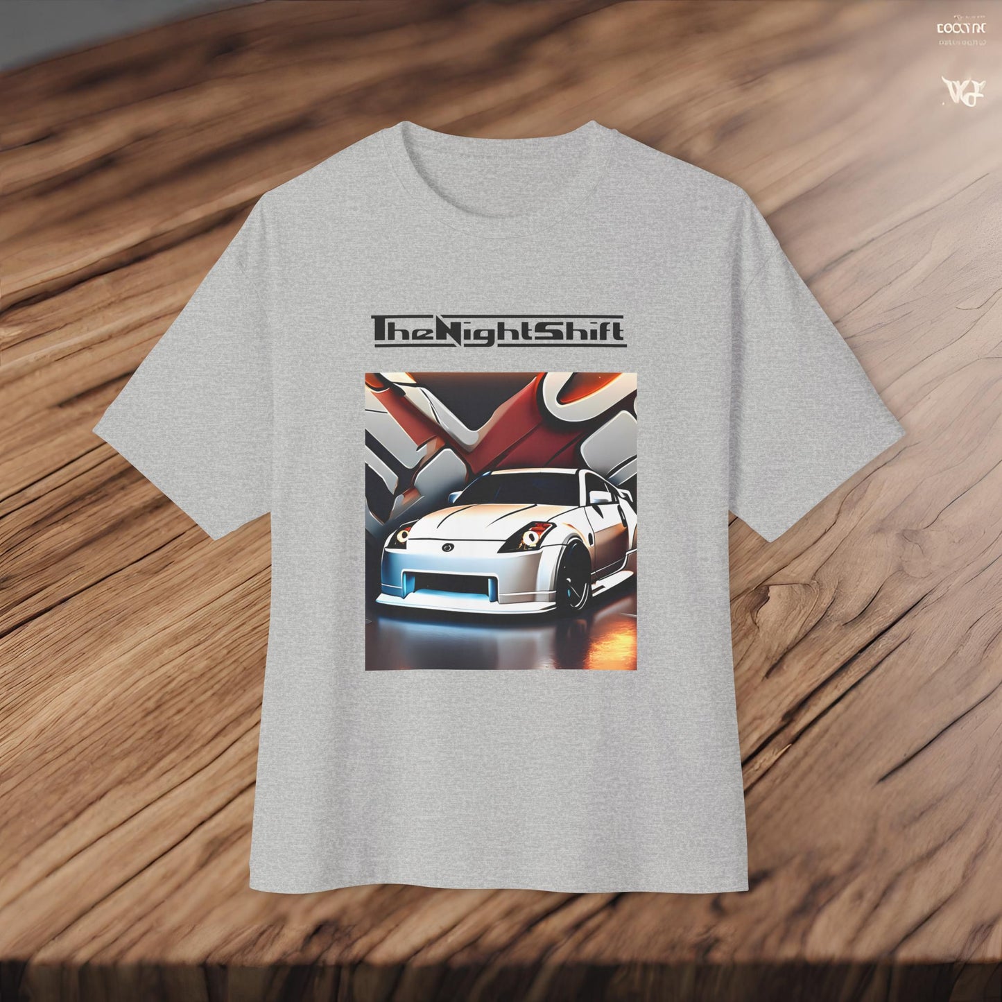 Nissan 350z Graffiti Wall-Premium, Ultra Soft, Unisex Oversized Boxy Tee Printify by The Night Shift Automotive Apparel