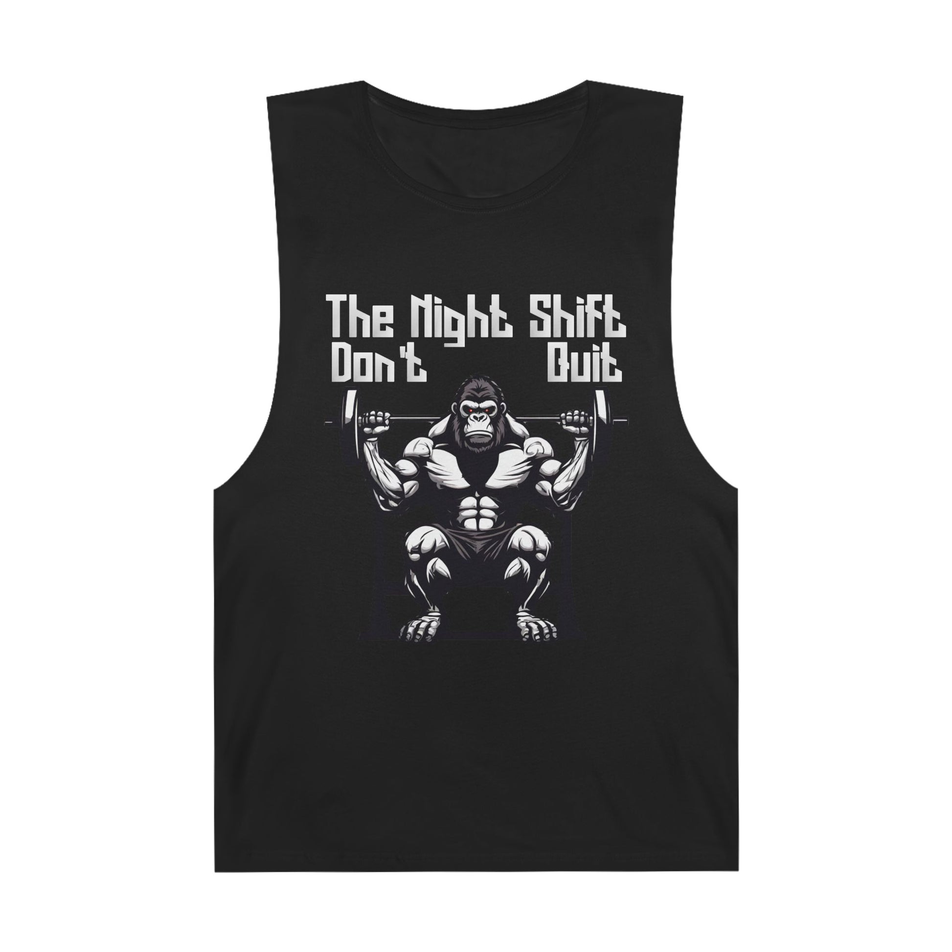 Don't Quit - Gorilla Body Builder - Premium Unisex Barnard Tank Top Black Printify by The Night Shift Automotive Apparel