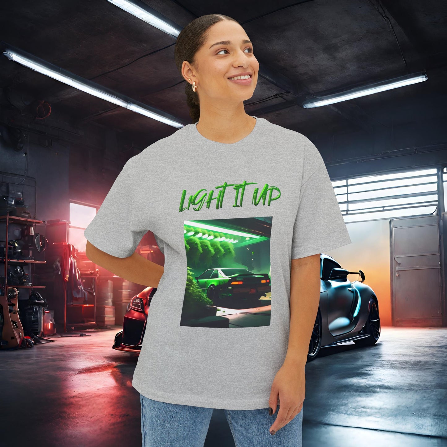Light It Up-Premium, Ultra Soft Unisex Oversized Boxy Tee Printify by The Night Shift Automotive Apparel